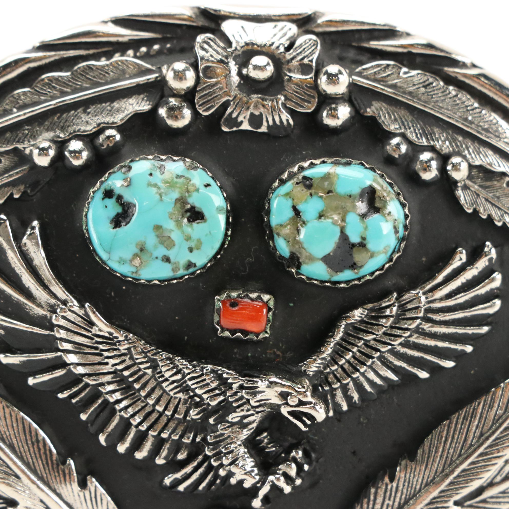 Southwestern Style Flying Eagle Buckle with Bezel Set Stones