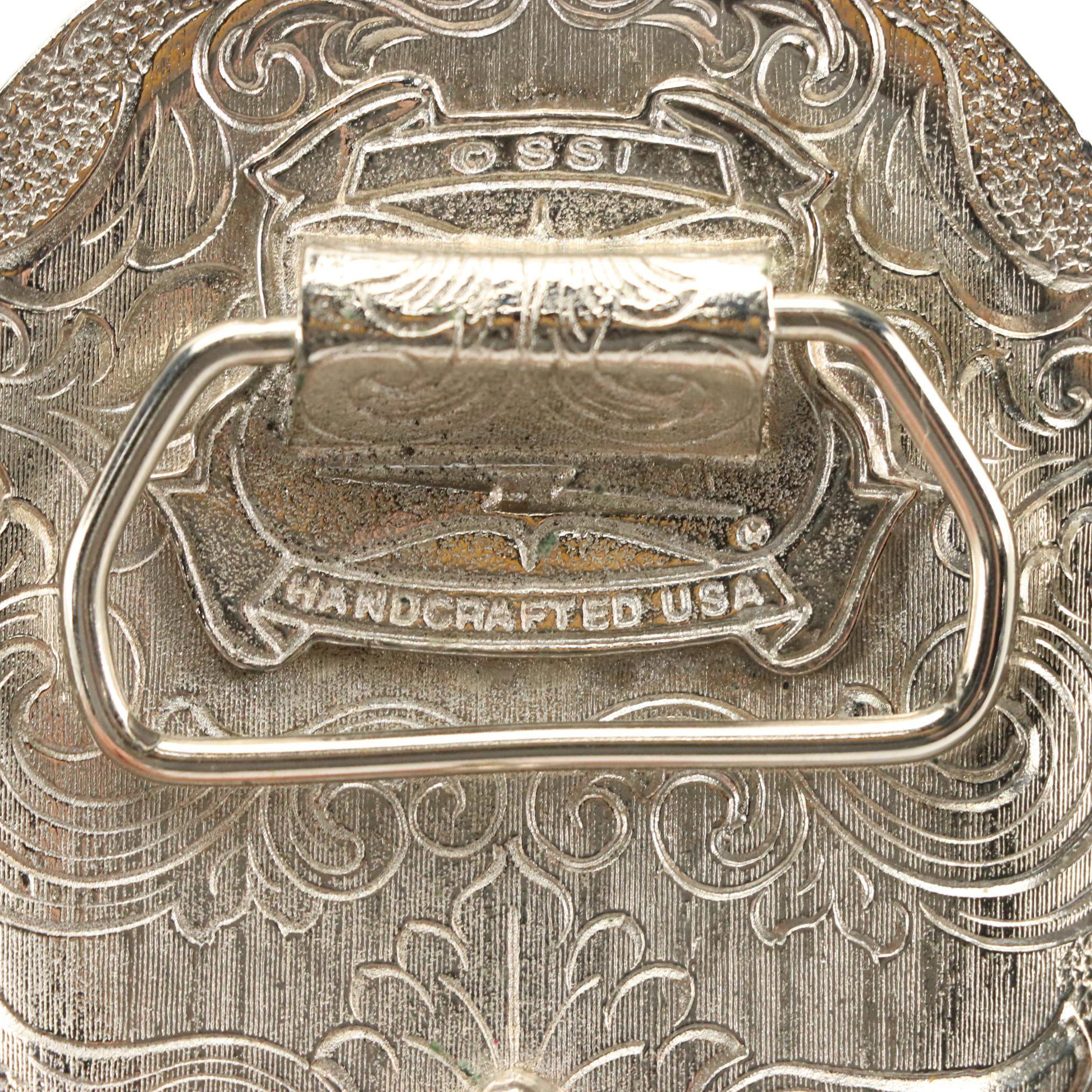 Southwestern Style Flying Eagle Buckle with Bezel Set Stones