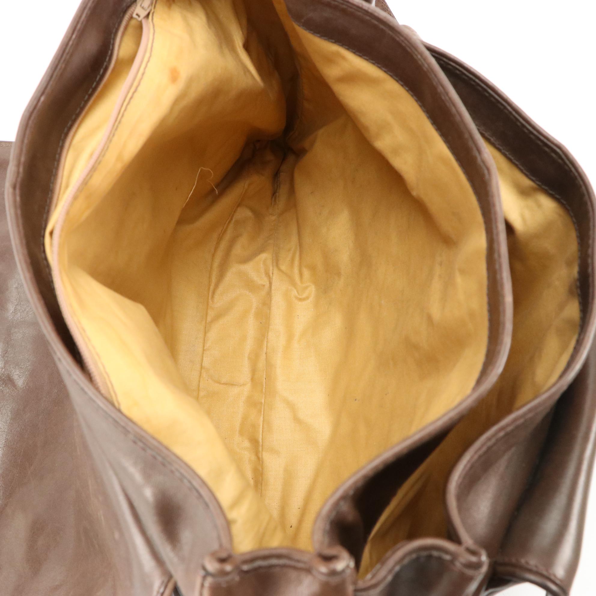 Brown Leather Front-Flap Messenger Bag with Adjustable Strap