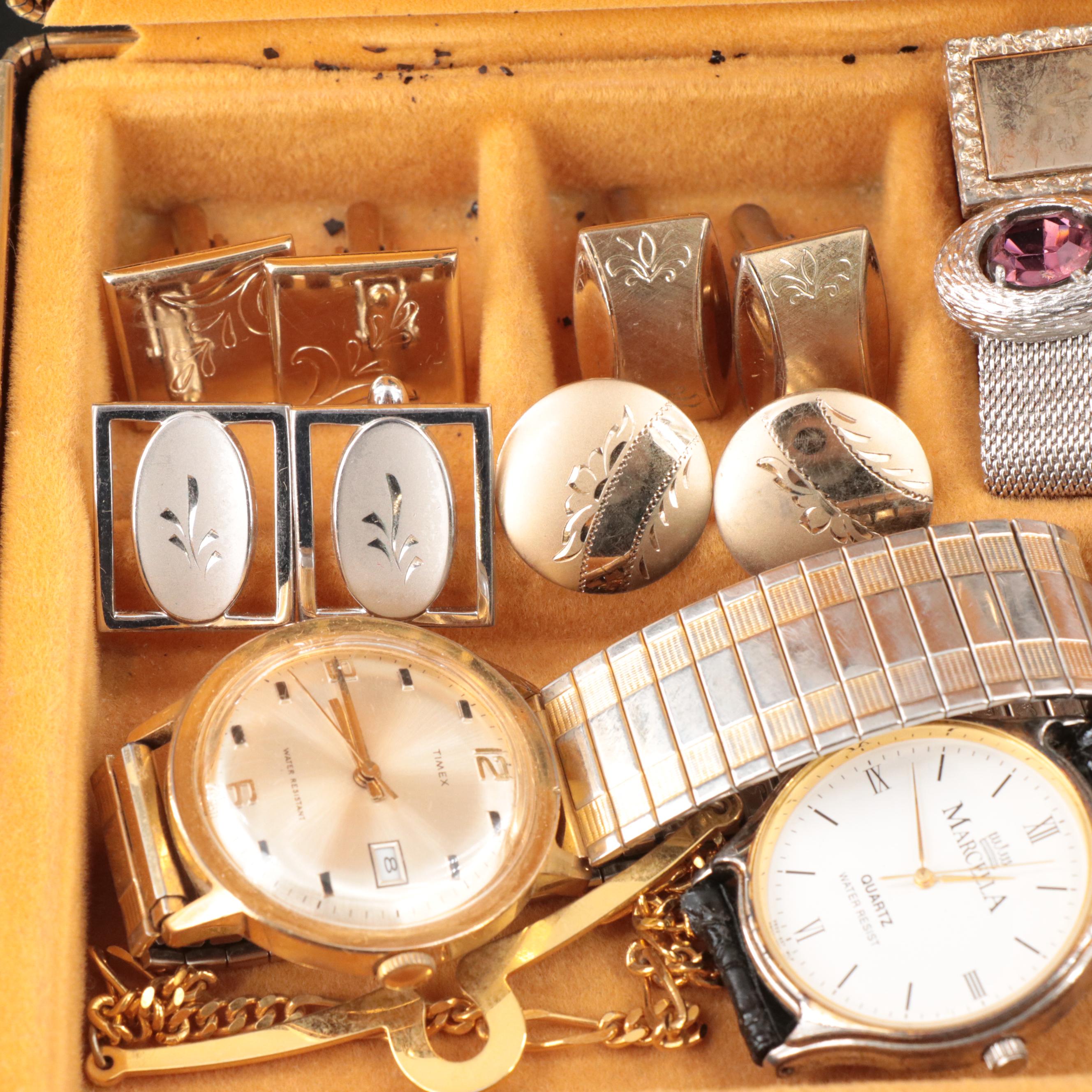 Mens Jewelry Including Serpentine, Watches and Rhinestones