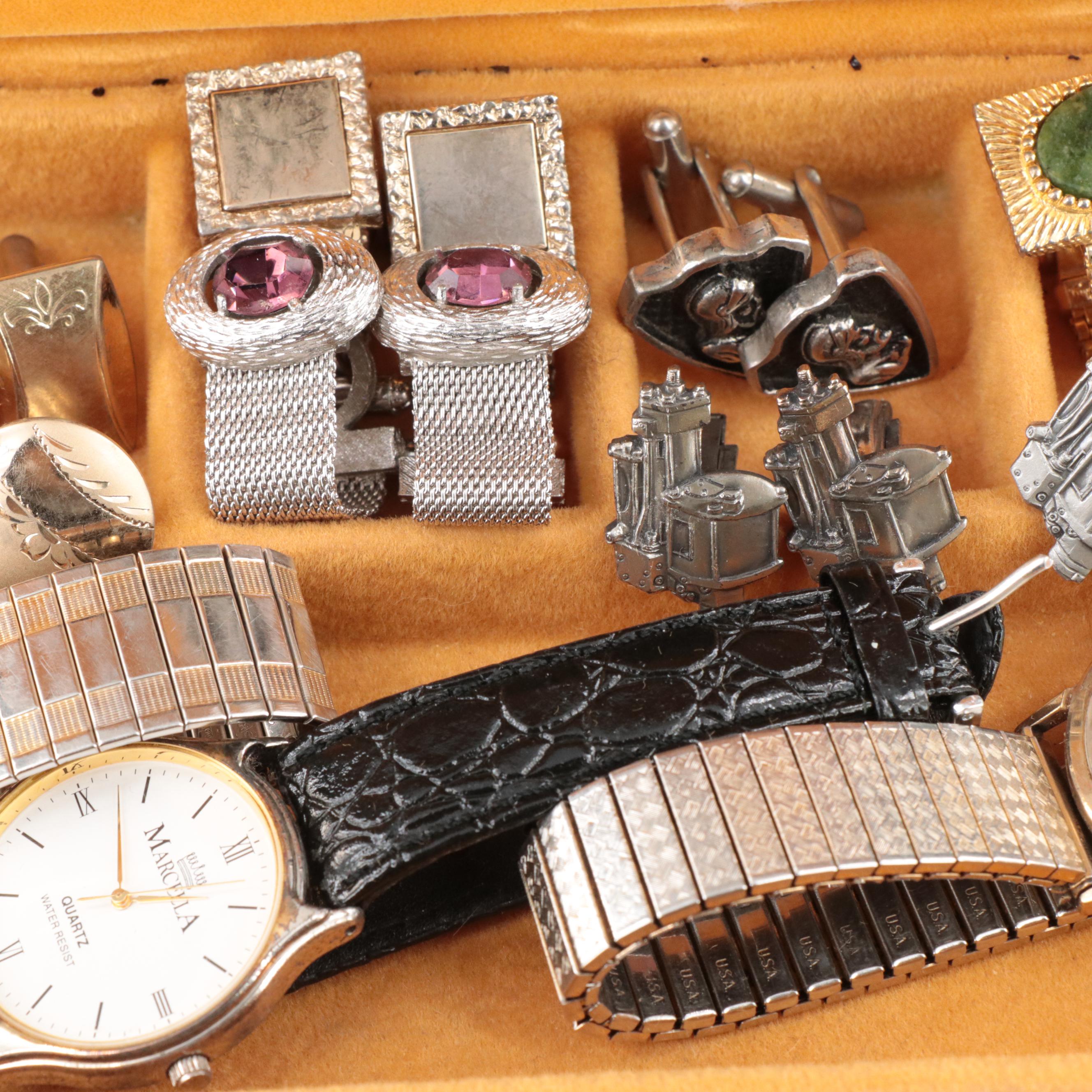 Mens Jewelry Including Serpentine, Watches and Rhinestones