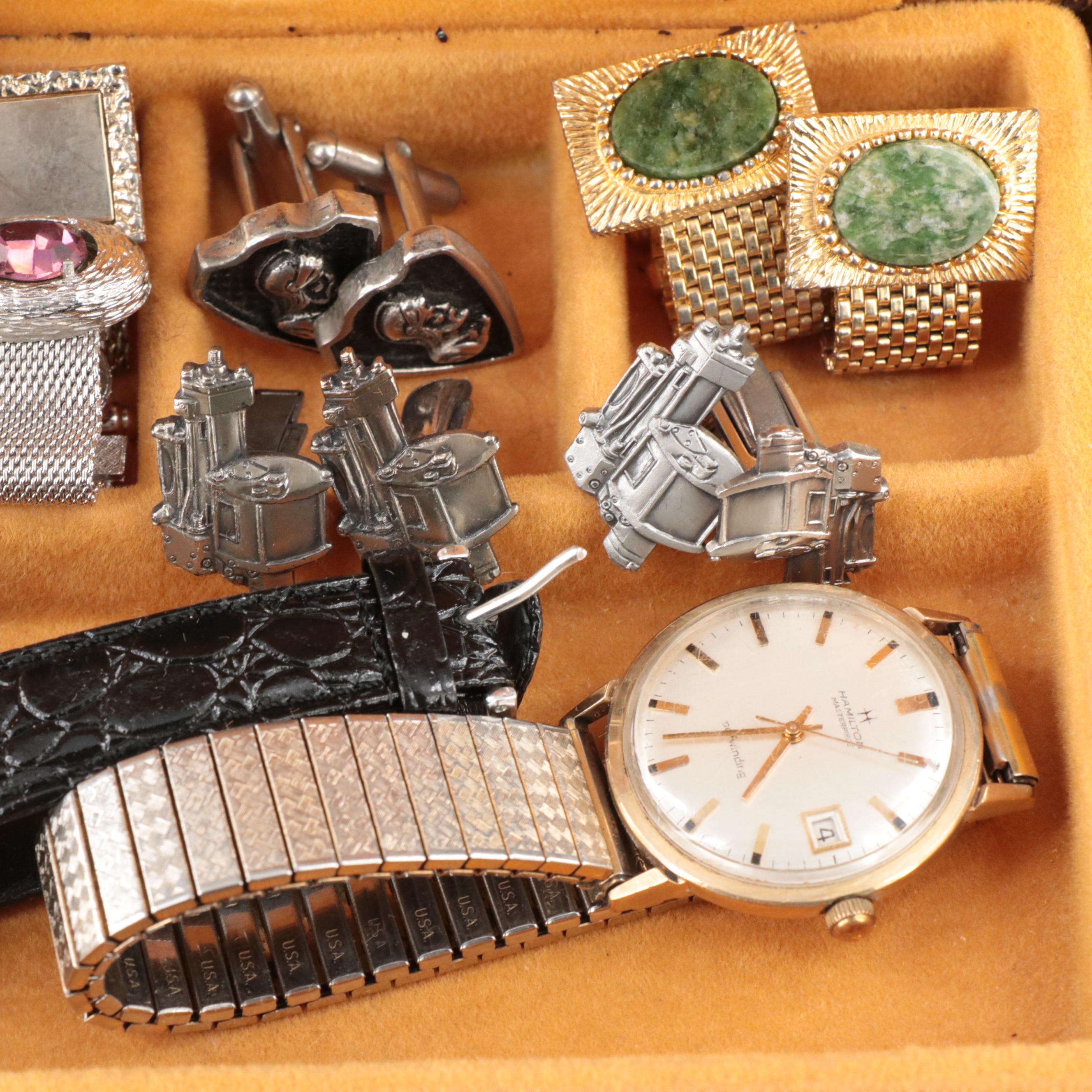 Mens Jewelry Including Serpentine, Watches and Rhinestones