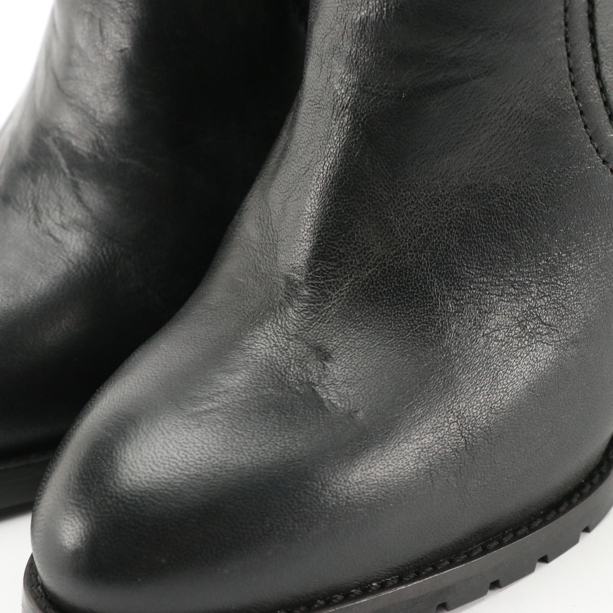 Jimmy Choo Black Leather Stiletto Boots with Buckle Straps