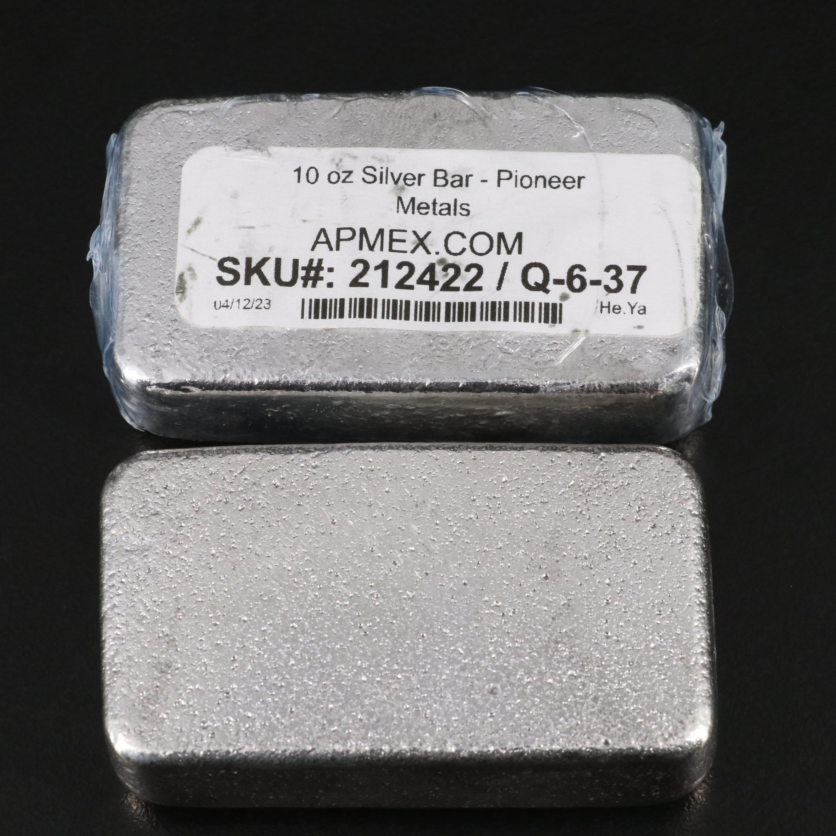 Two Ten Ounce .999 Silver Bars by "Pioneer"