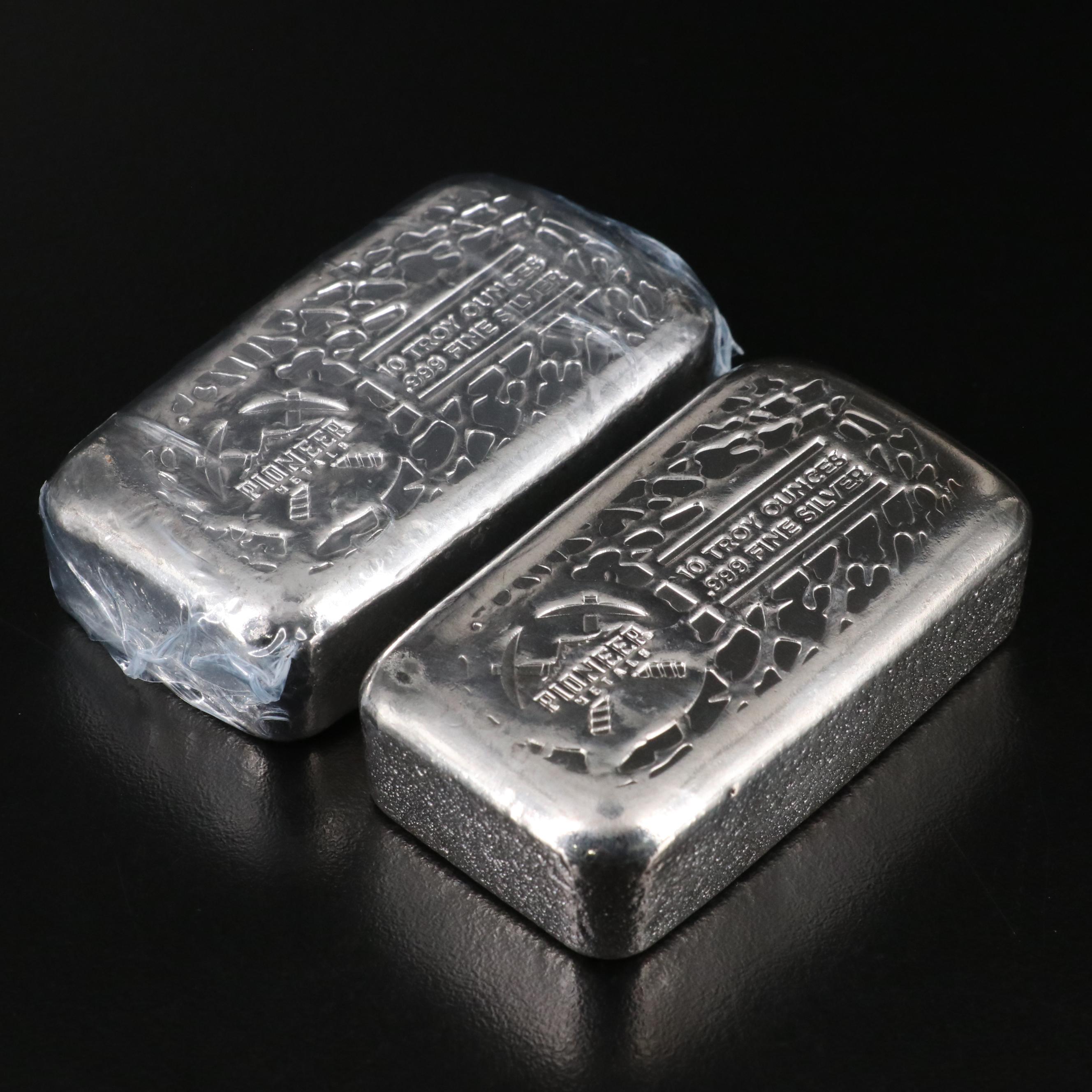 Two Ten Ounce .999 Silver Bars by "Pioneer"