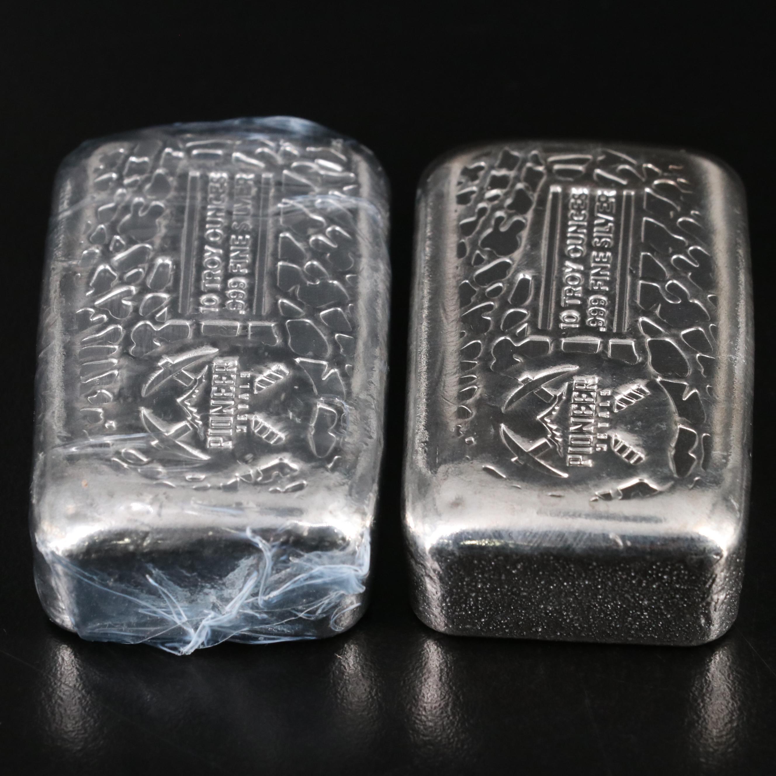 Two Ten Ounce .999 Silver Bars by "Pioneer"