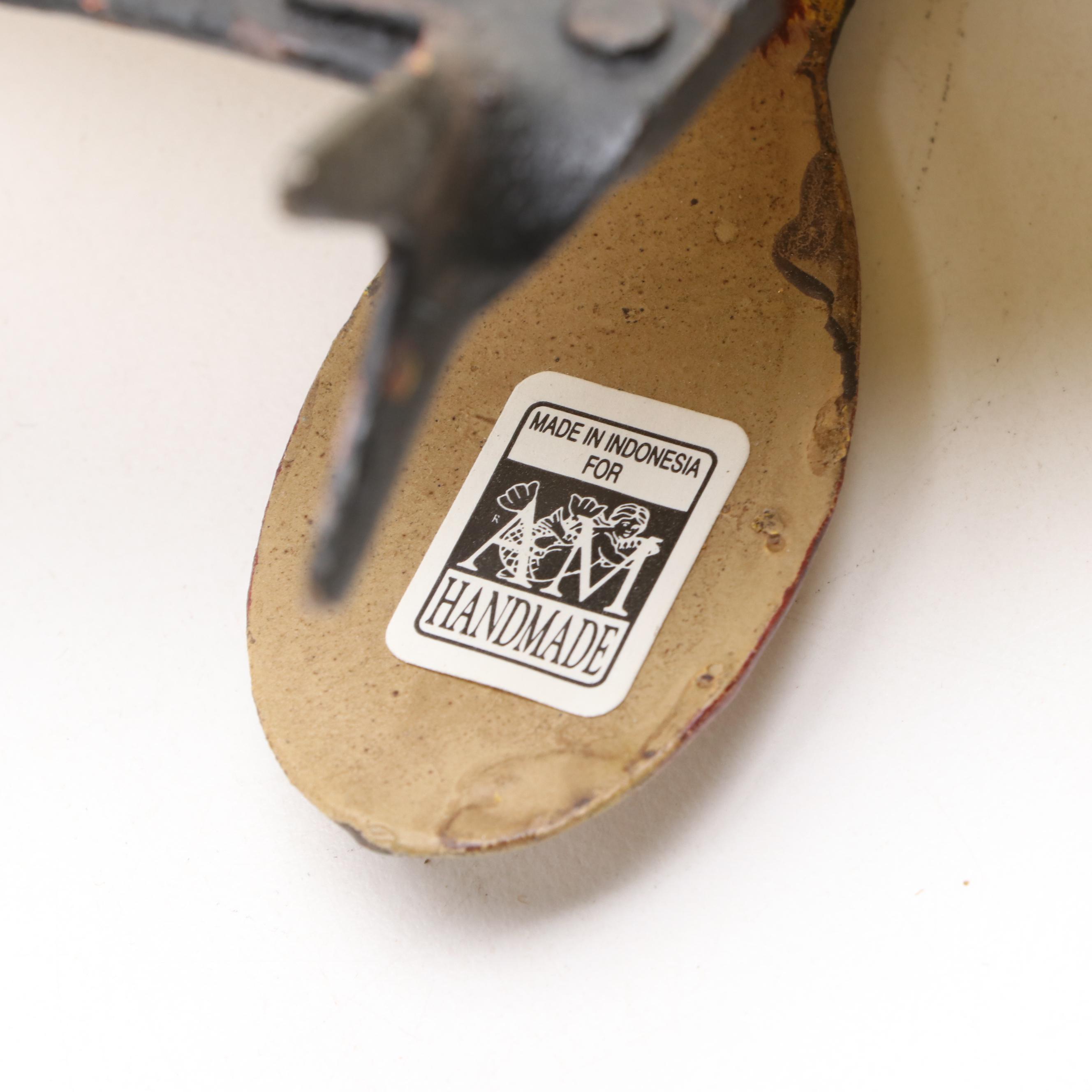 Folk Art Style Metal Native American in Canoe Kinetic Pendulum Sculpture