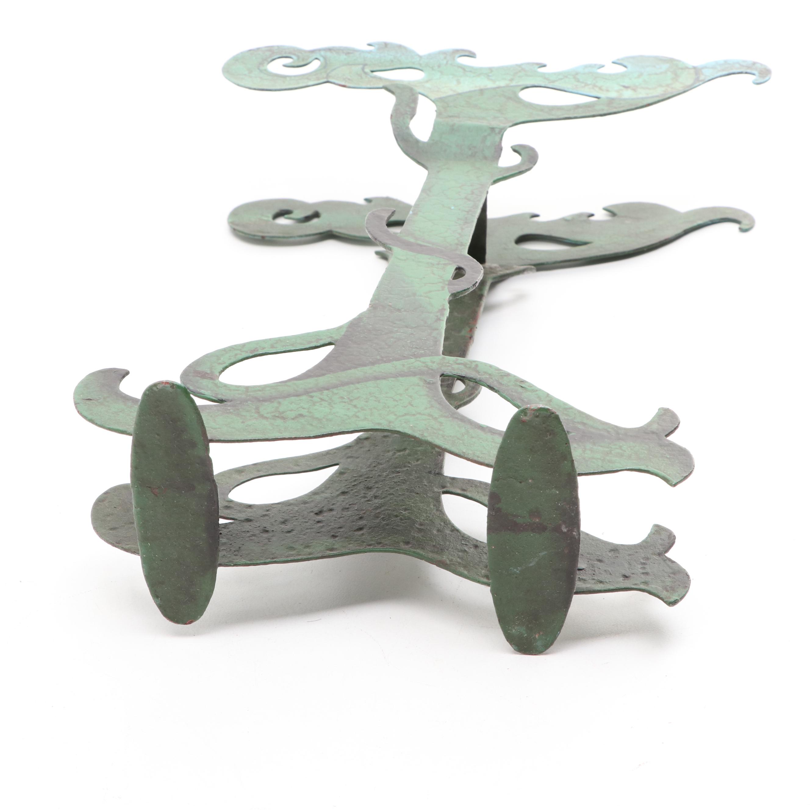 Folk Art Style Metal Native American in Canoe Kinetic Pendulum Sculpture