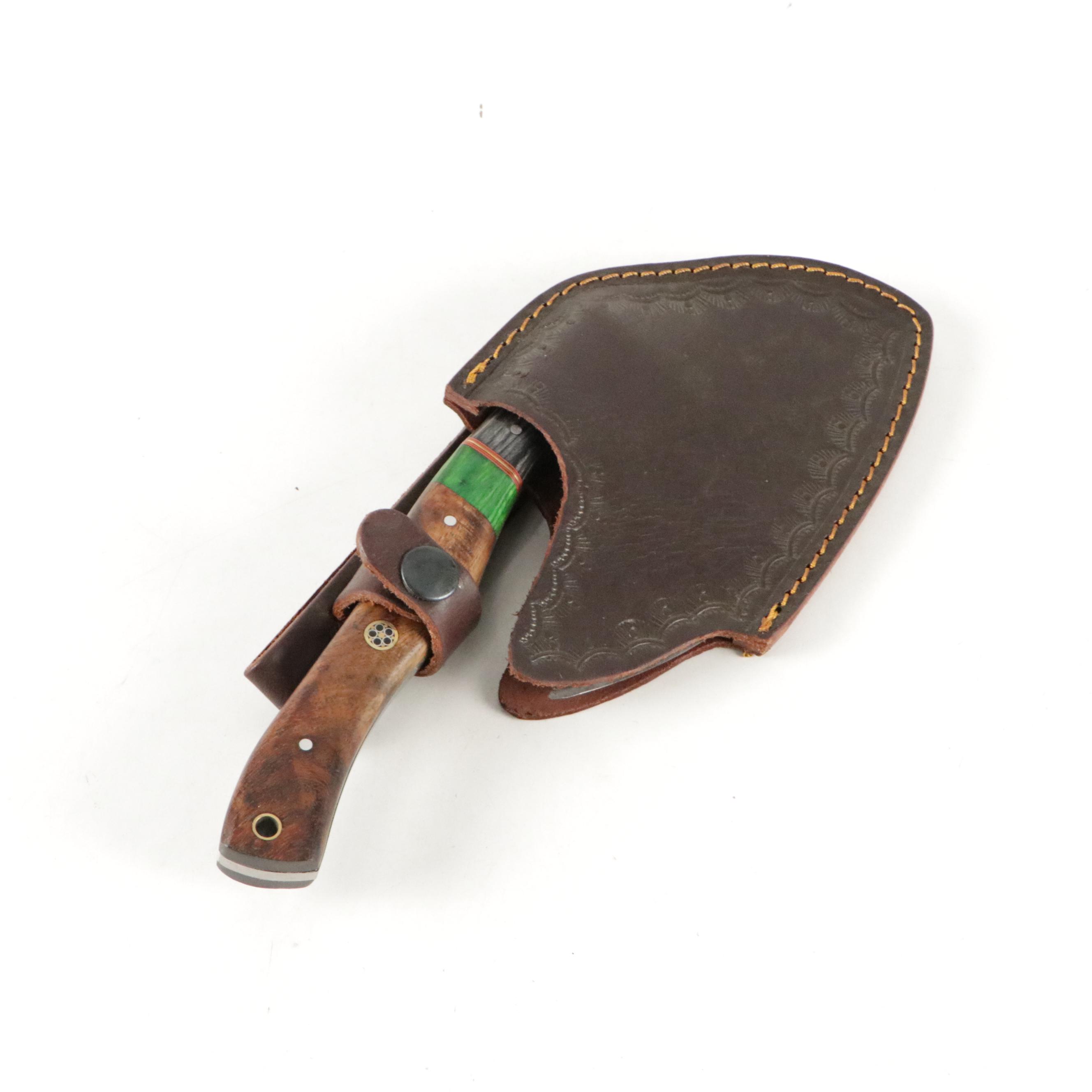 Hand-Crafted Damascus Steel Fixed Blade Ulu, Folding and Fixed Blade Knife