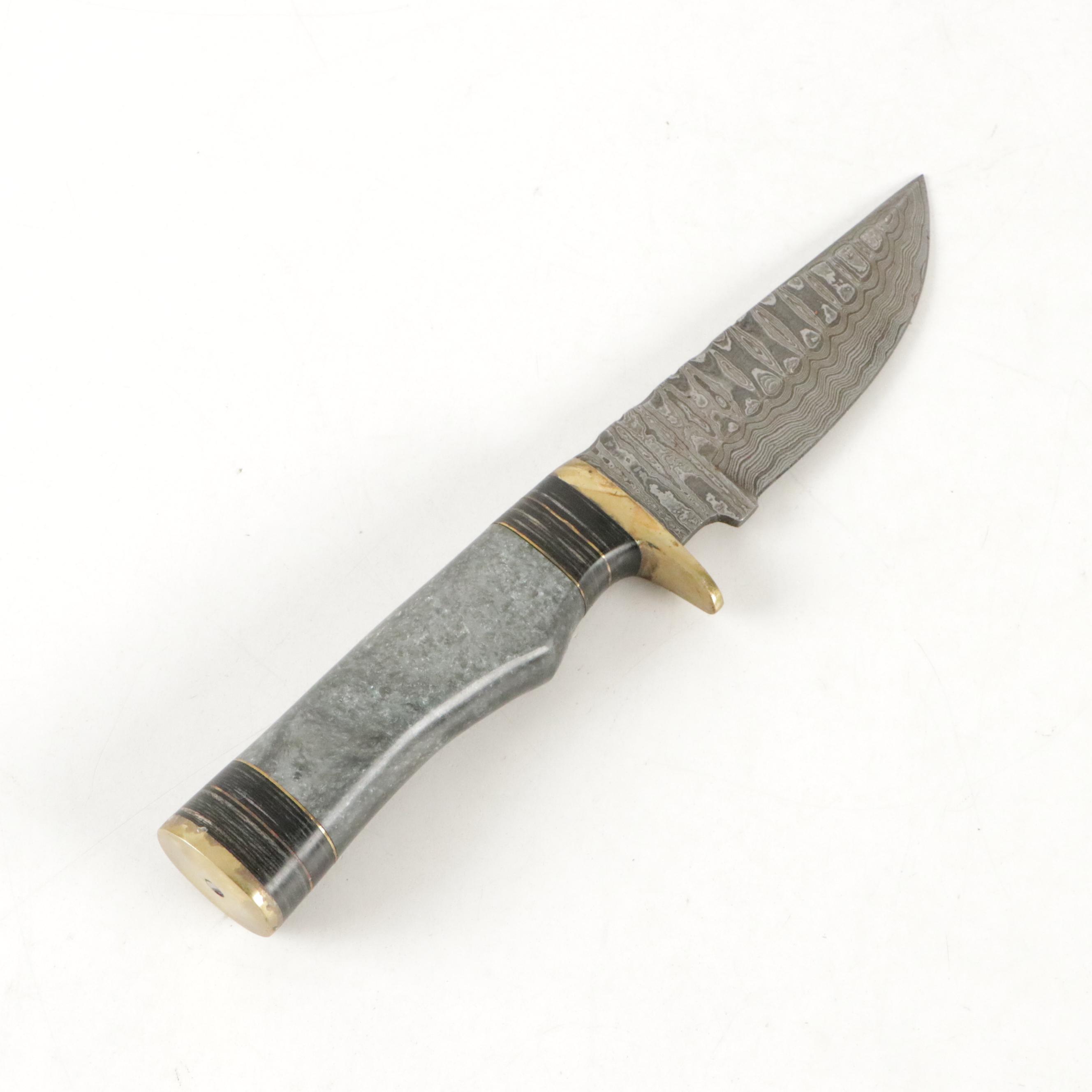 Hand-Crafted Damascus Steel Fixed Blade Ulu, Folding and Fixed Blade Knife