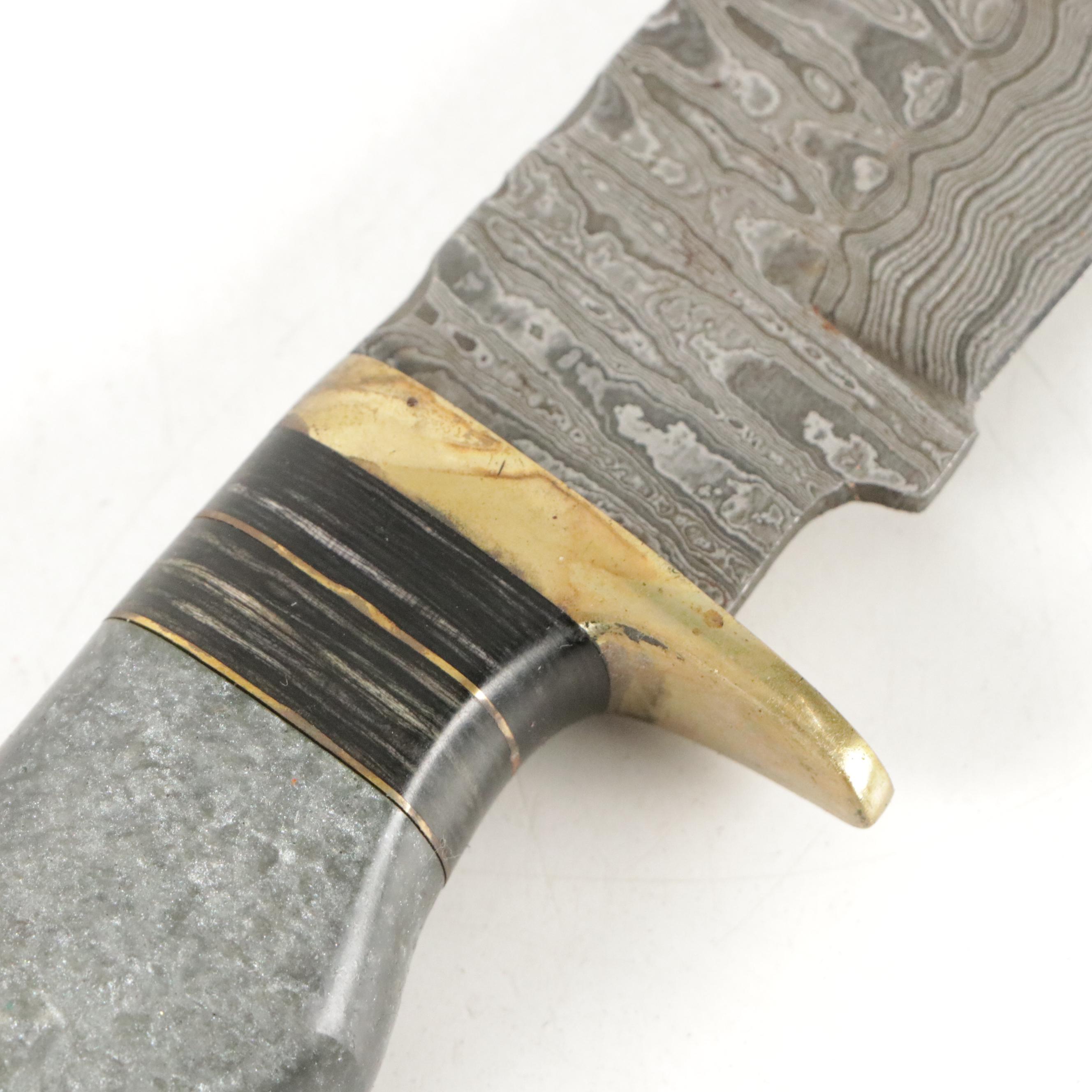 Hand-Crafted Damascus Steel Fixed Blade Ulu, Folding and Fixed Blade Knife