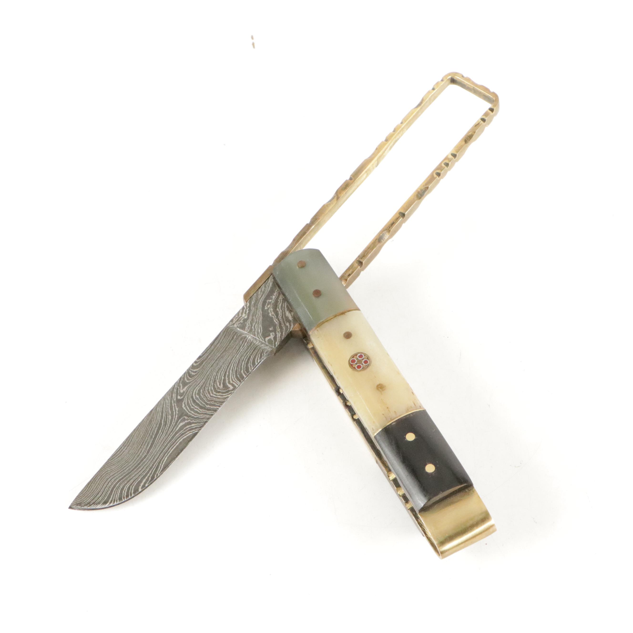 Hand-Crafted Damascus Steel Fixed Blade Ulu, Folding and Fixed Blade Knife