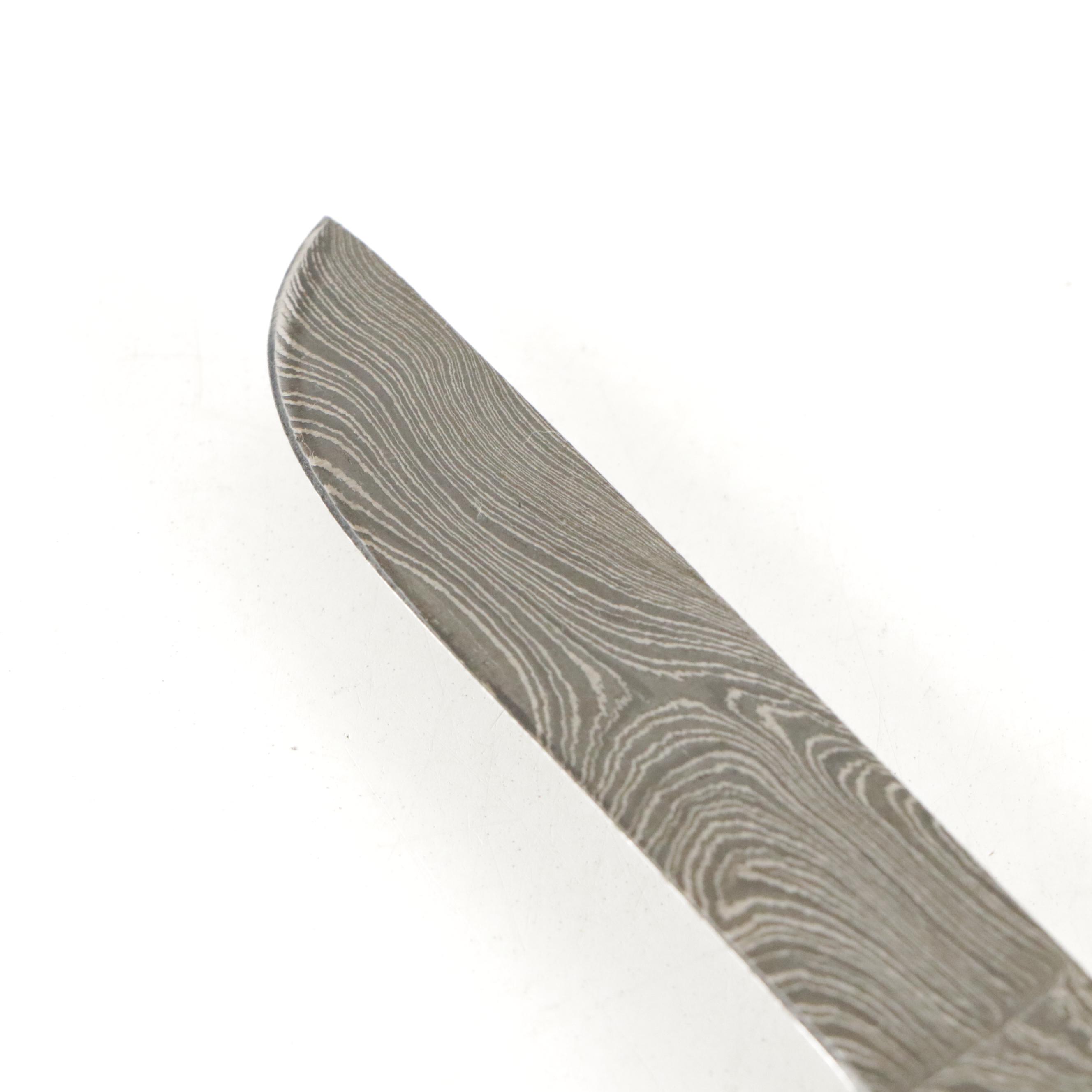 Hand-Crafted Damascus Steel Fixed Blade Ulu, Folding and Fixed Blade Knife