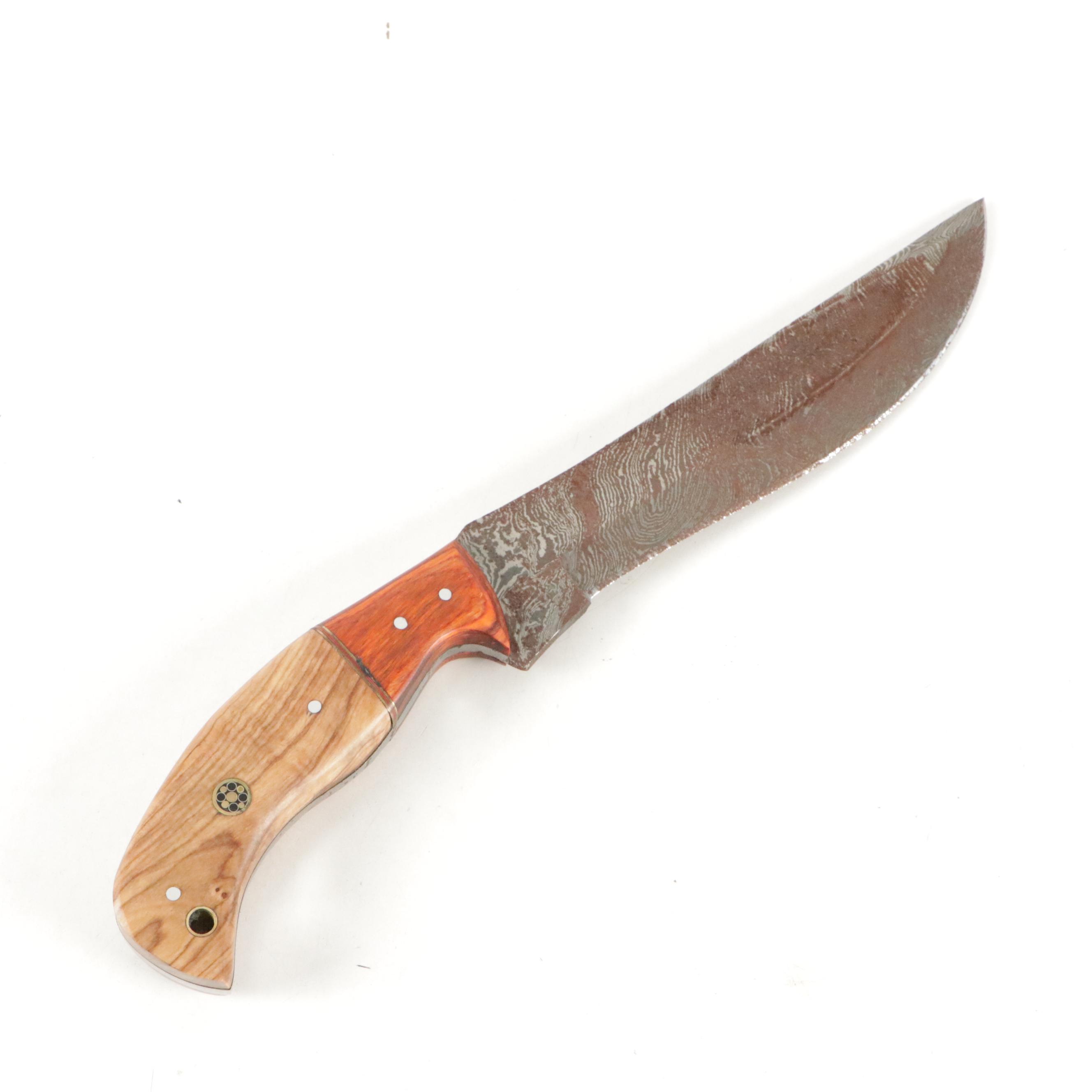 Hand-Crafted Damascus Steel Fixed Blade Knives with Leather Scabbards