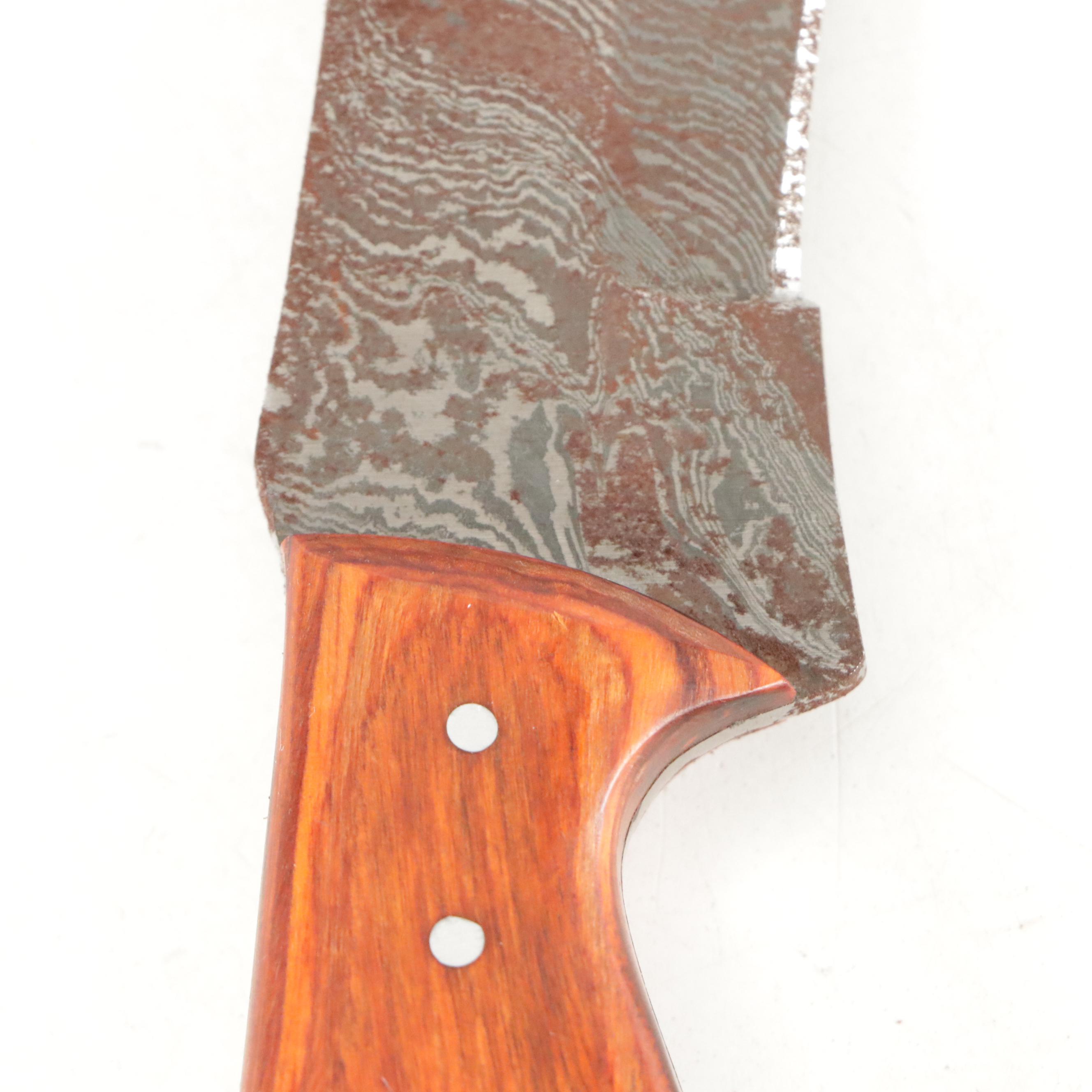 Hand-Crafted Damascus Steel Fixed Blade Knives with Leather Scabbards