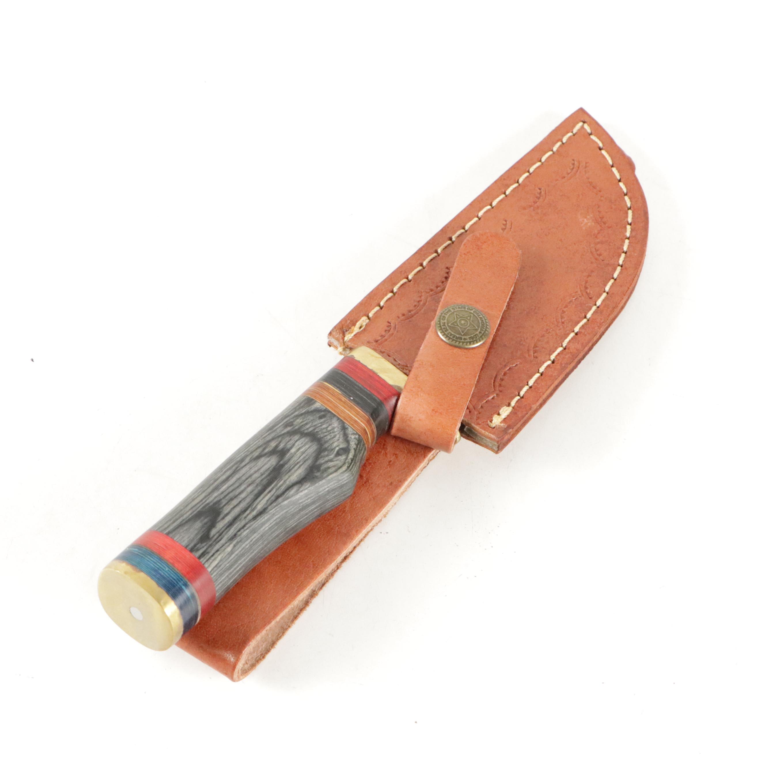 Hand-Crafted Damascus Steel Fixed Blade Knives with Leather Scabbards