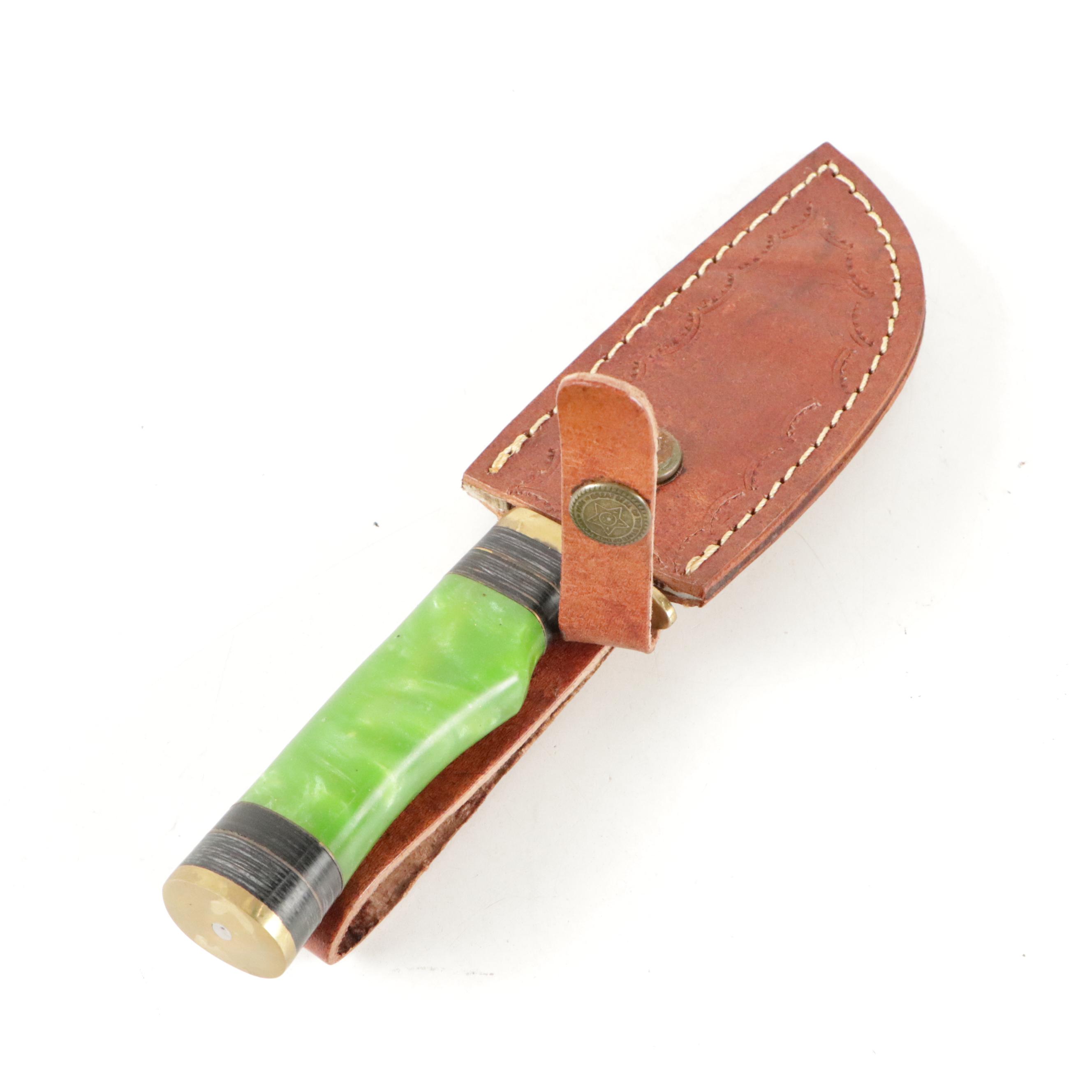 Hand-Crafted Damascus Steel Fixed Blade Knives with Leather Scabbards