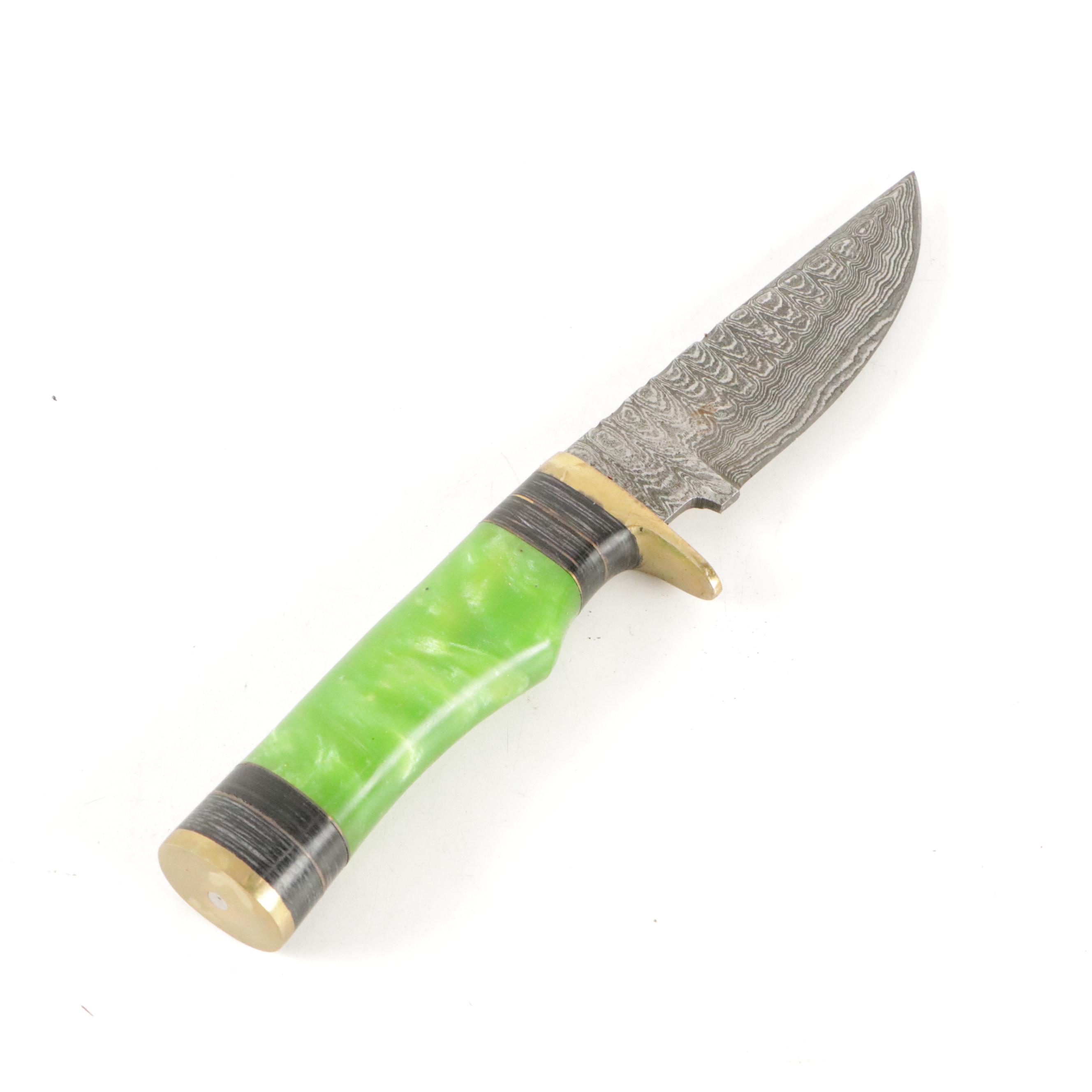 Hand-Crafted Damascus Steel Fixed Blade Knives with Leather Scabbards