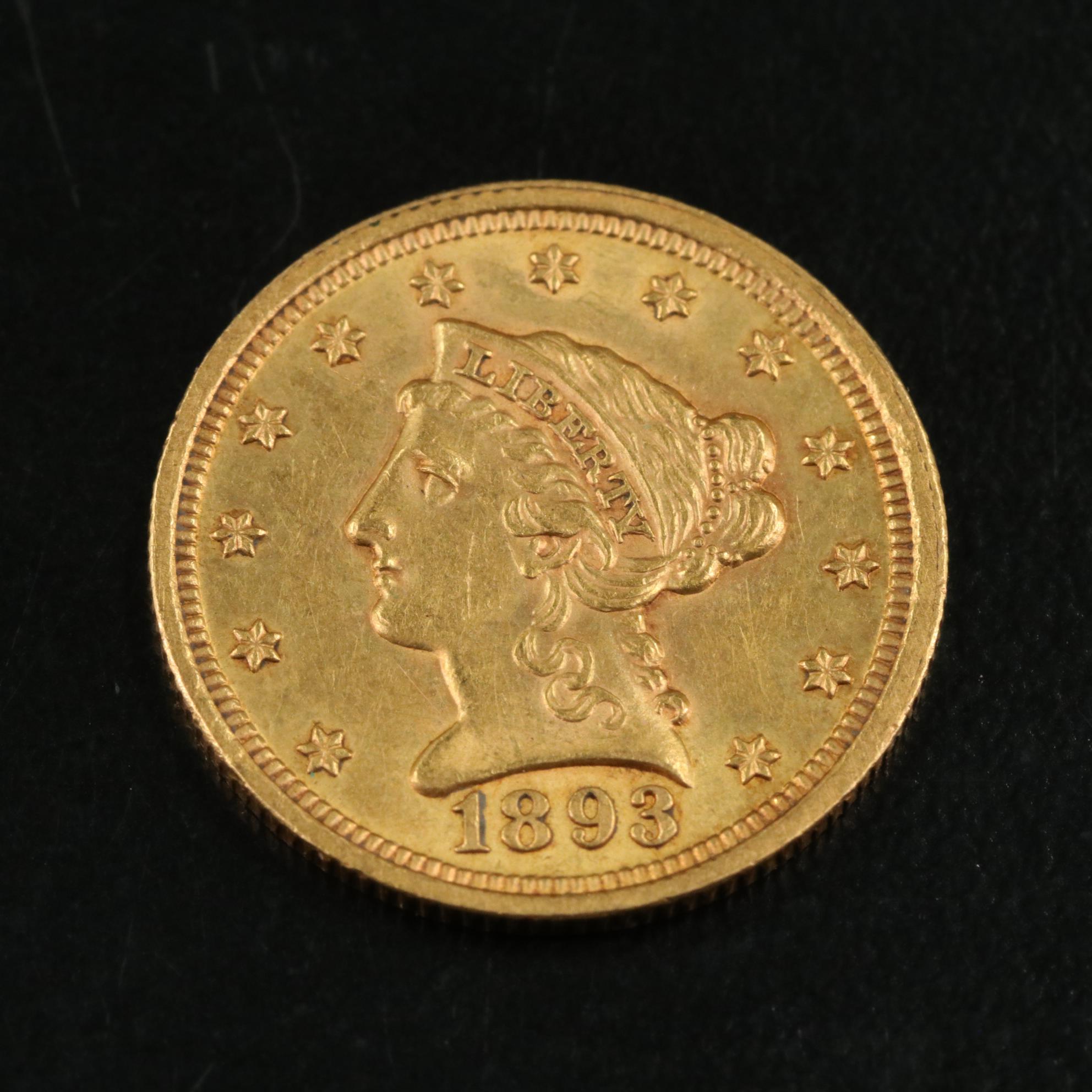 1893 Two and a Half Dollar Quarter Eagle Gold Coin