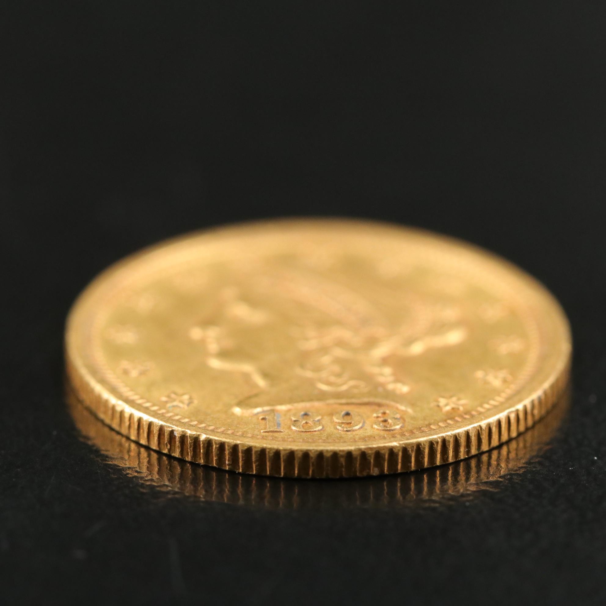 1893 Two and a Half Dollar Quarter Eagle Gold Coin