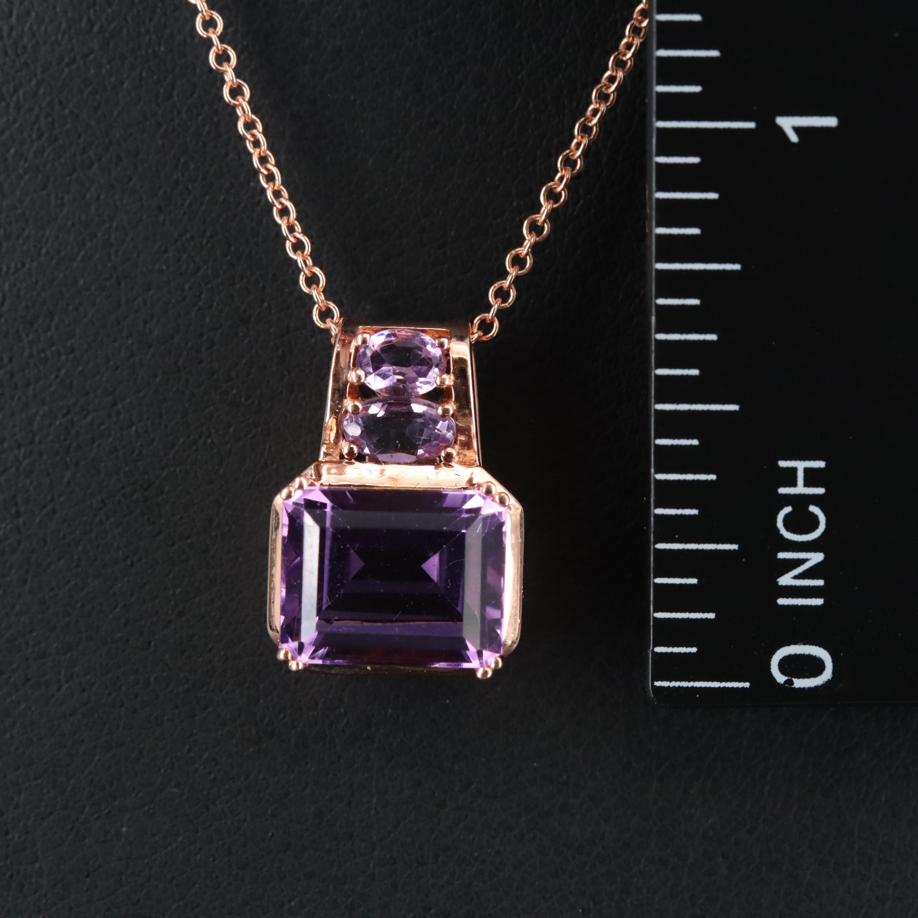 EFFY 14K Rose Gold Amethyst Pendant Necklace