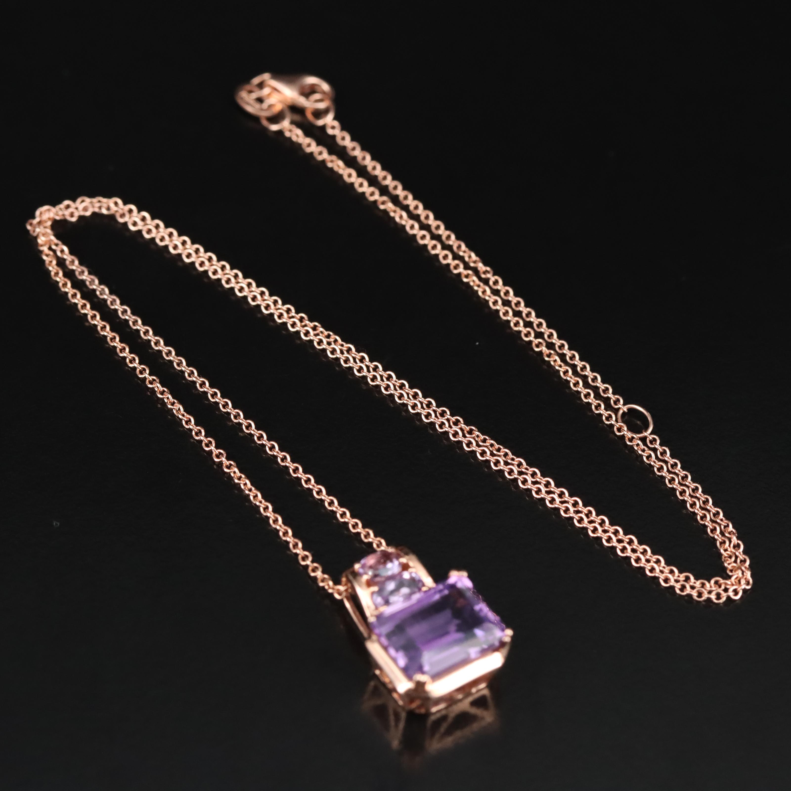 EFFY 14K Rose Gold Amethyst Pendant Necklace