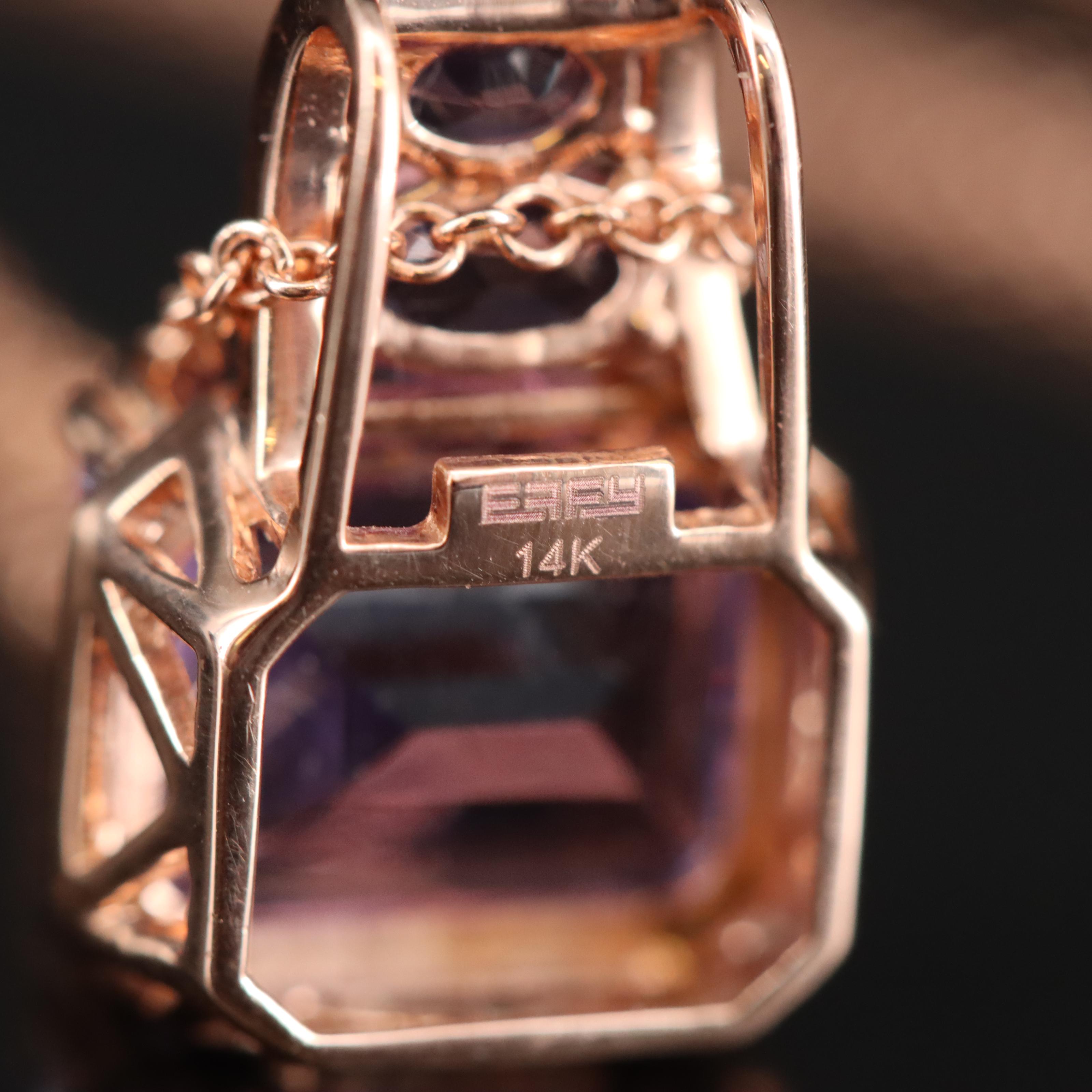 EFFY 14K Rose Gold Amethyst Pendant Necklace