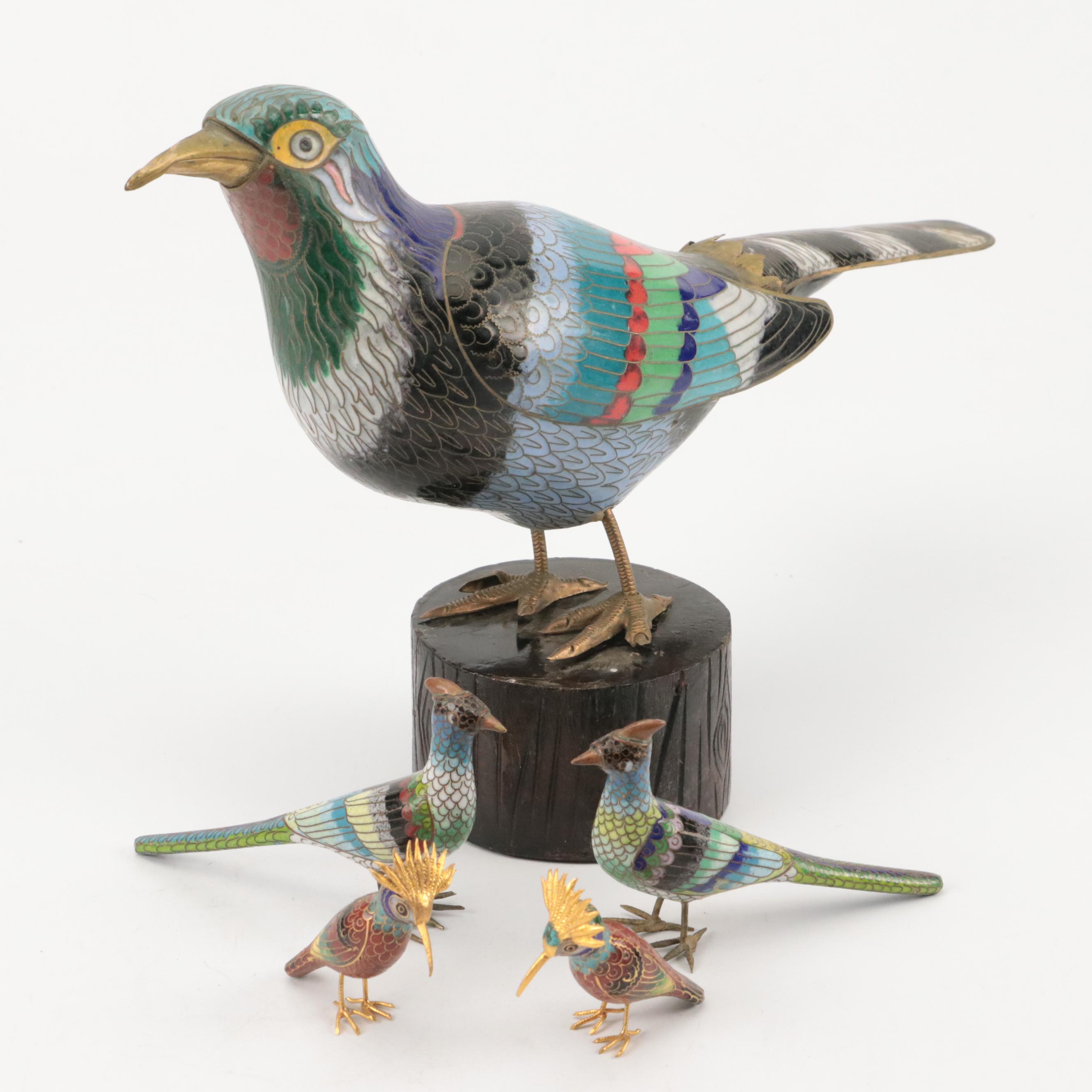 East Asian Cloisonné Bird Figurines