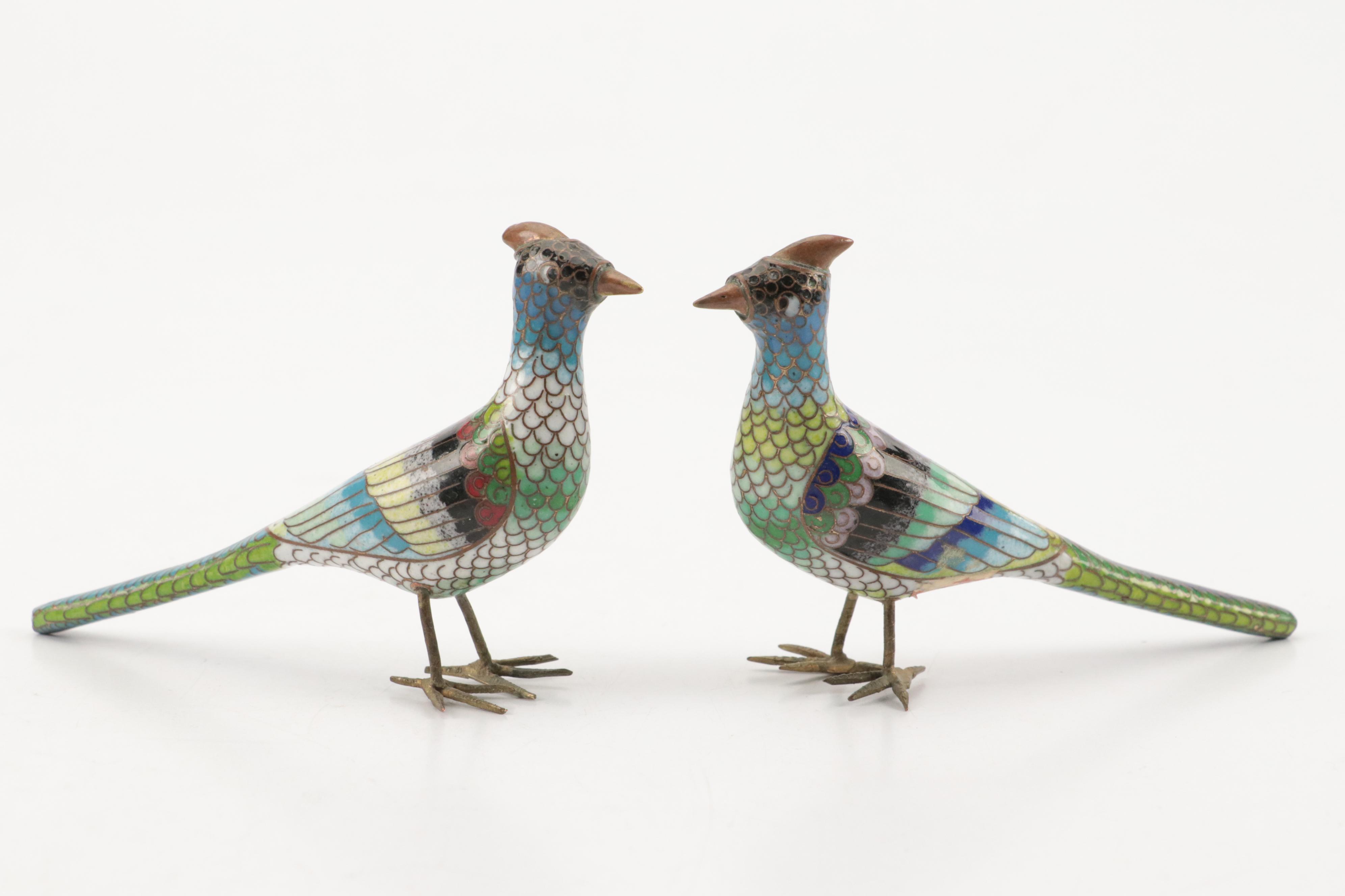 East Asian Cloisonné Bird Figurines