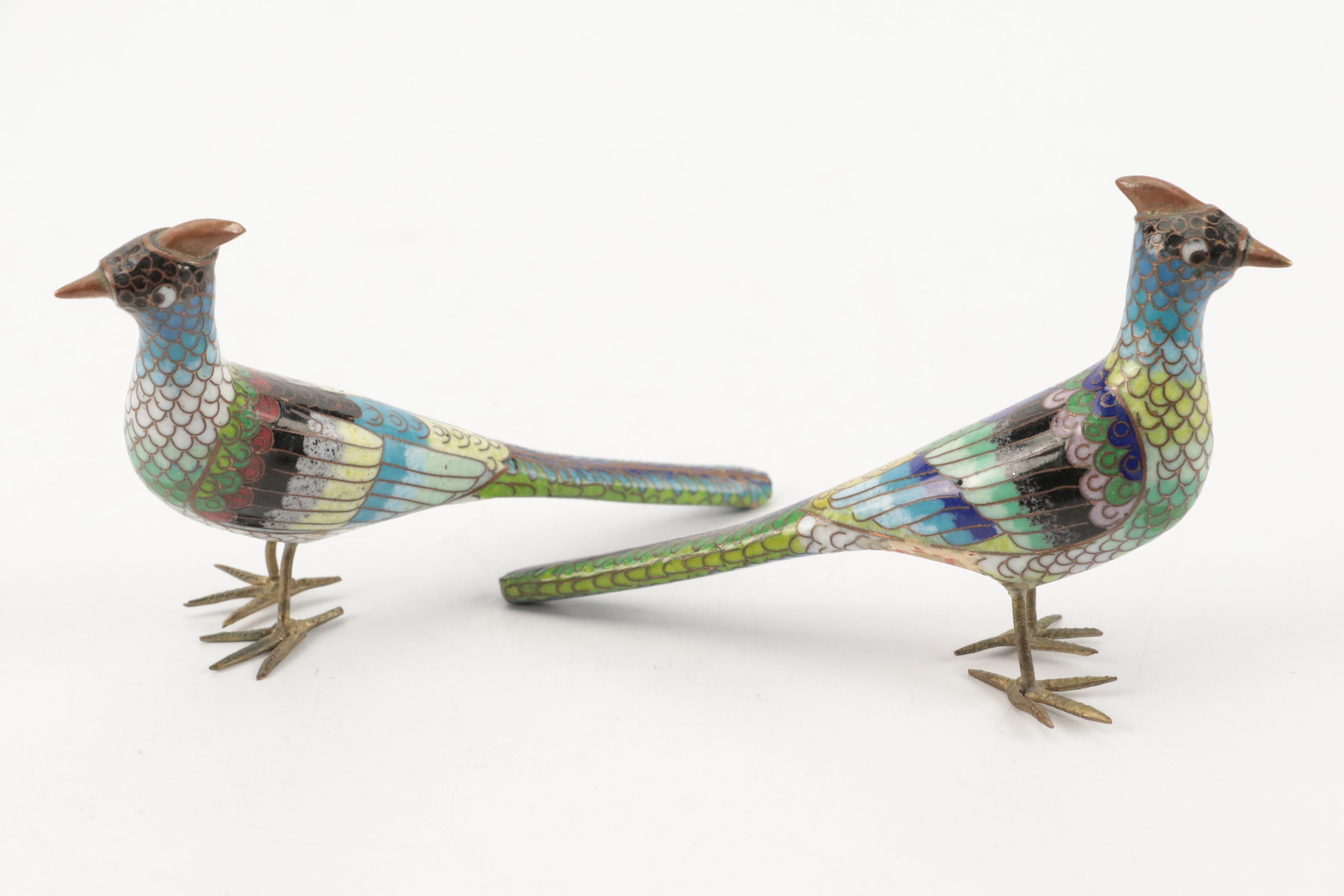 East Asian Cloisonné Bird Figurines