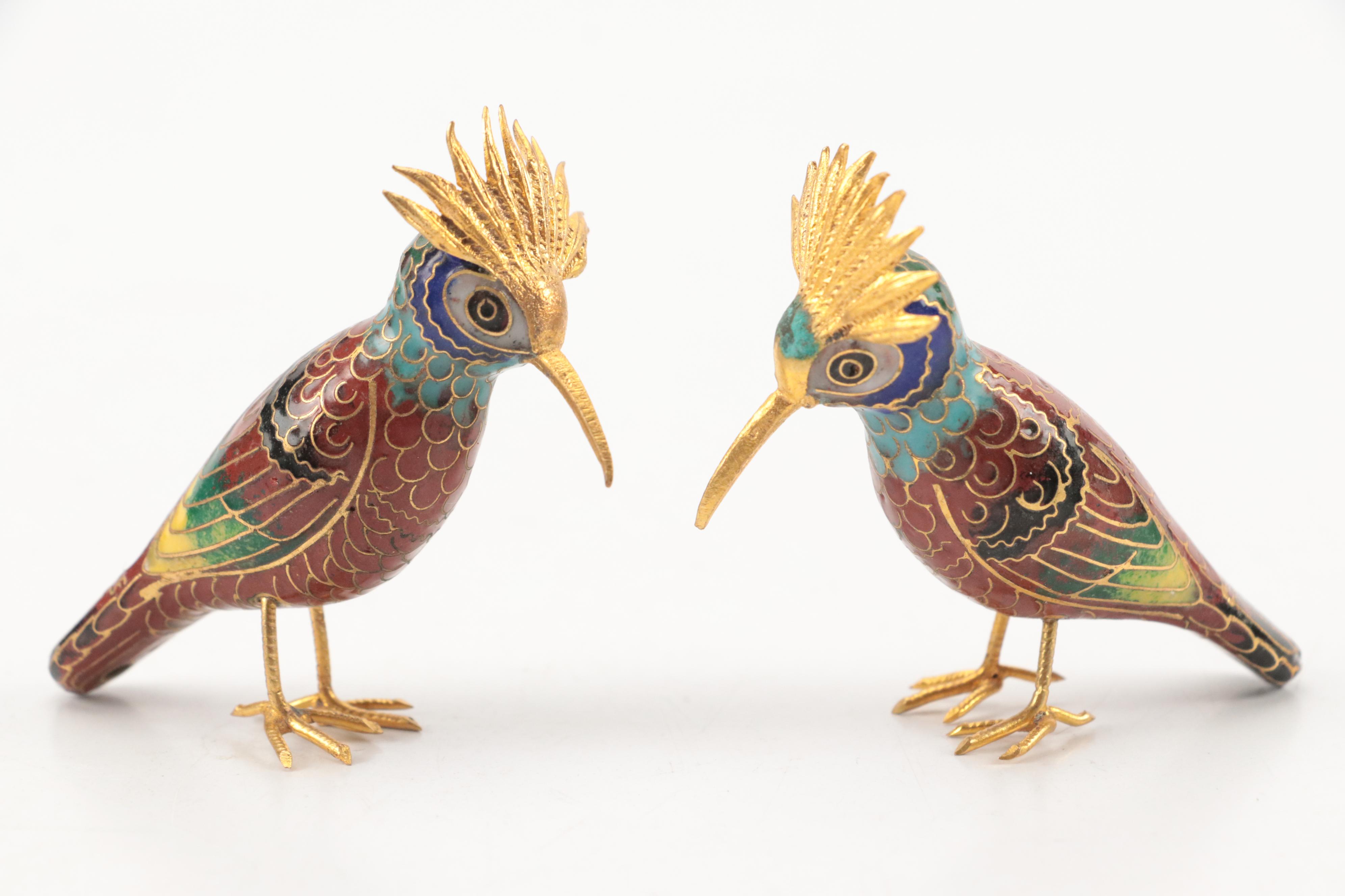 East Asian Cloisonné Bird Figurines