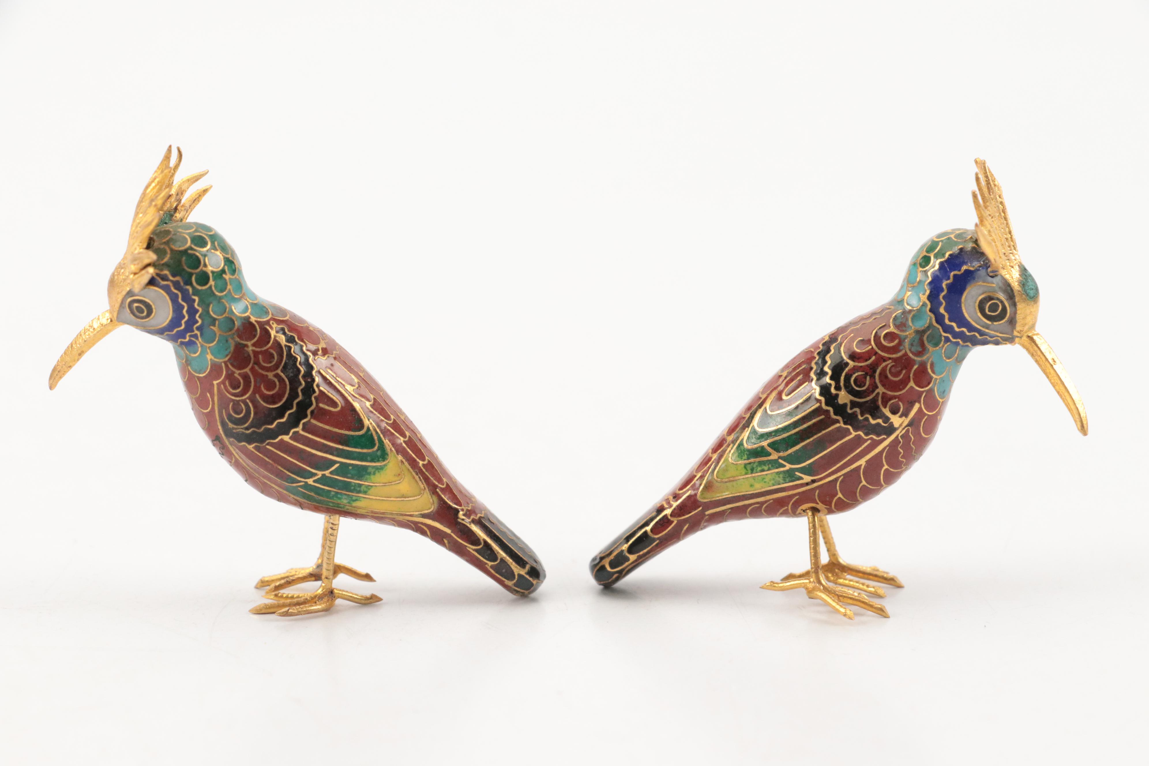 East Asian Cloisonné Bird Figurines