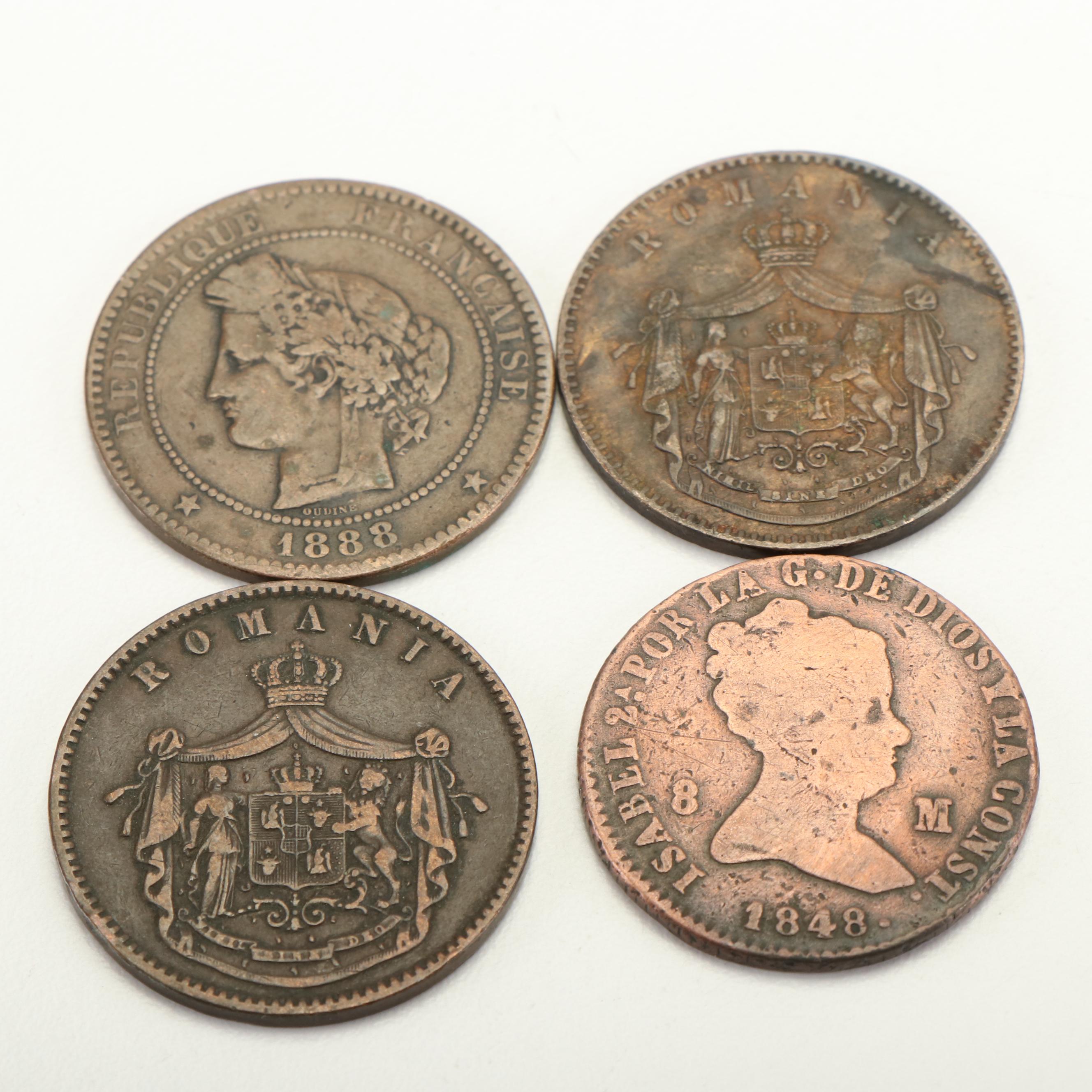 Collection of Twelve Large Copper European Coins From the 1800's