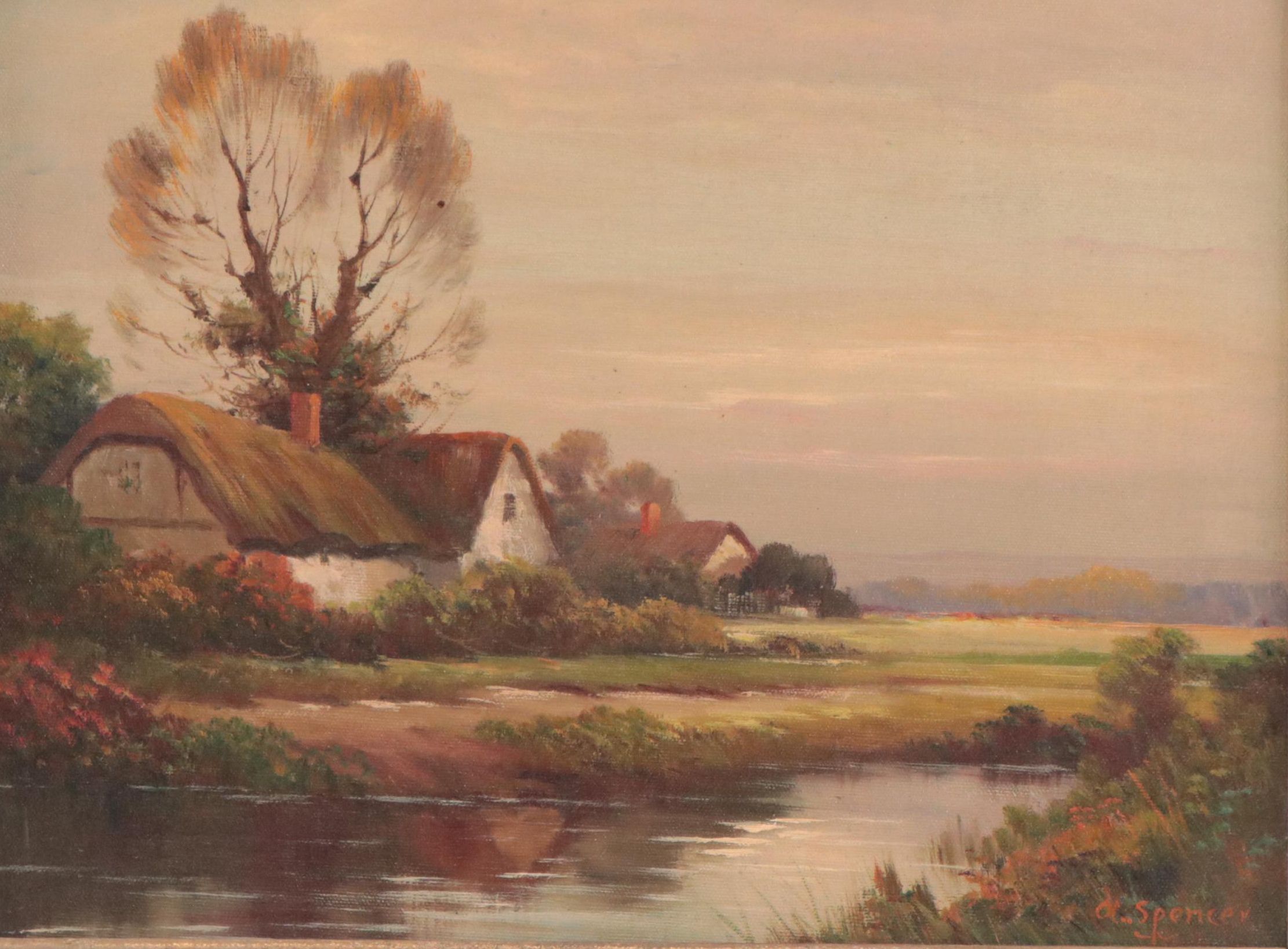 Augustus Spencer Landscape Oil Painting of a York Cottage