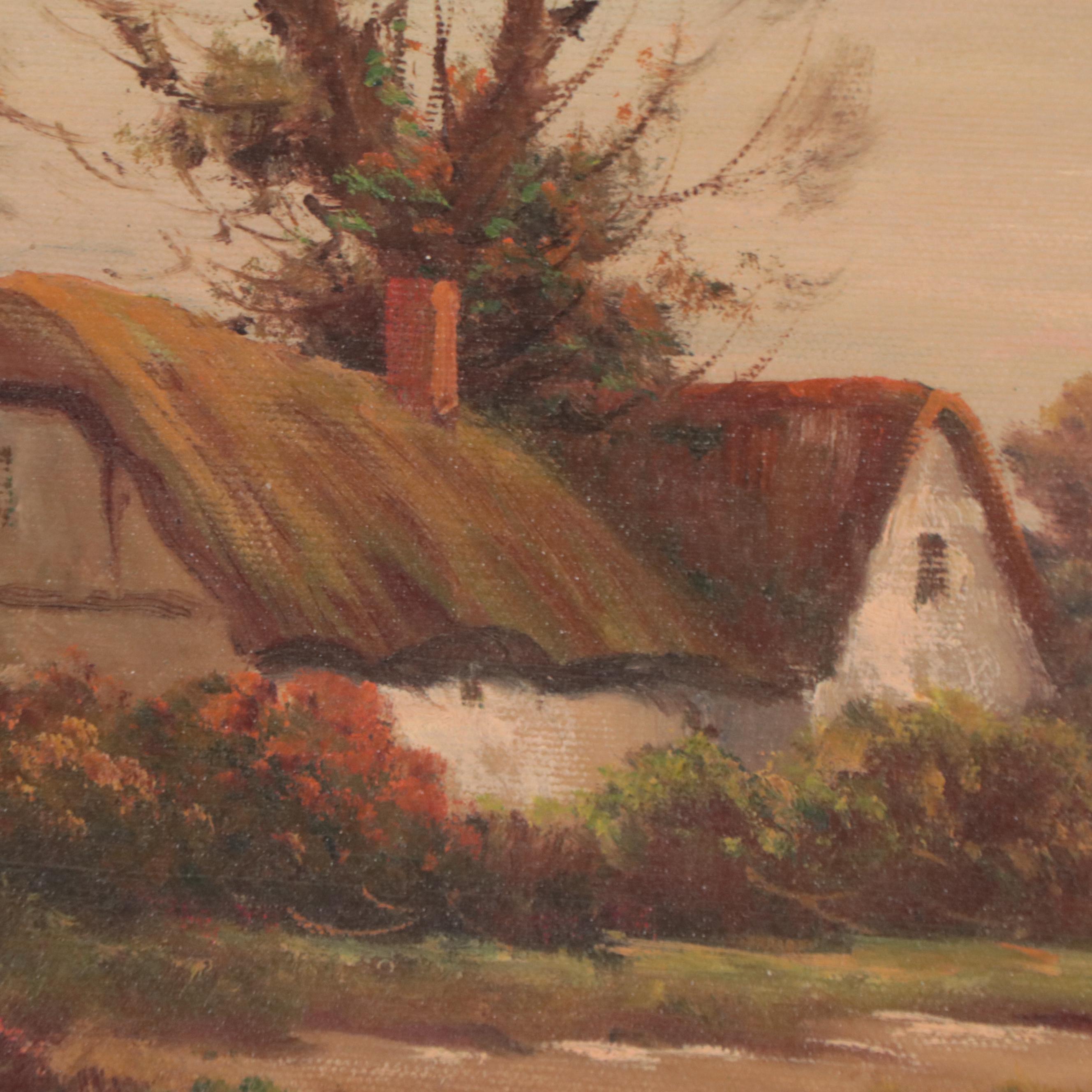 Augustus Spencer Landscape Oil Painting of a York Cottage