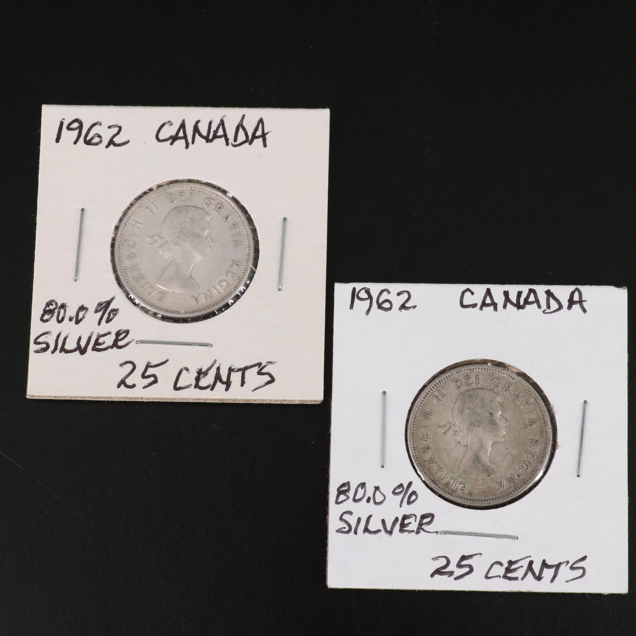 Collection of Forty Canada .800 Silver Twenty-Five Cent Coins