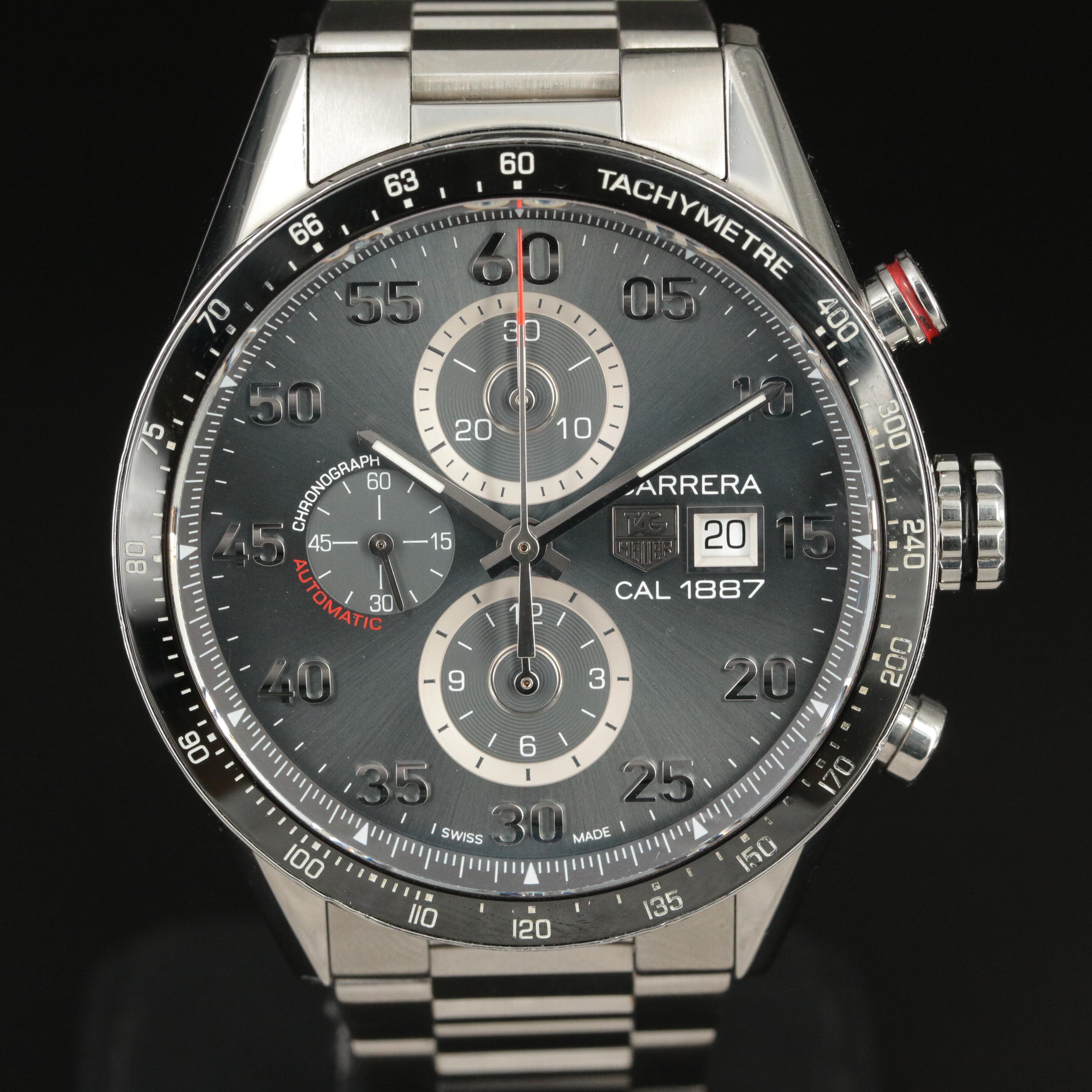 TAG Heuer Carrera Chronograph Calibre 1887 Anthracite Steel Automatic Watch