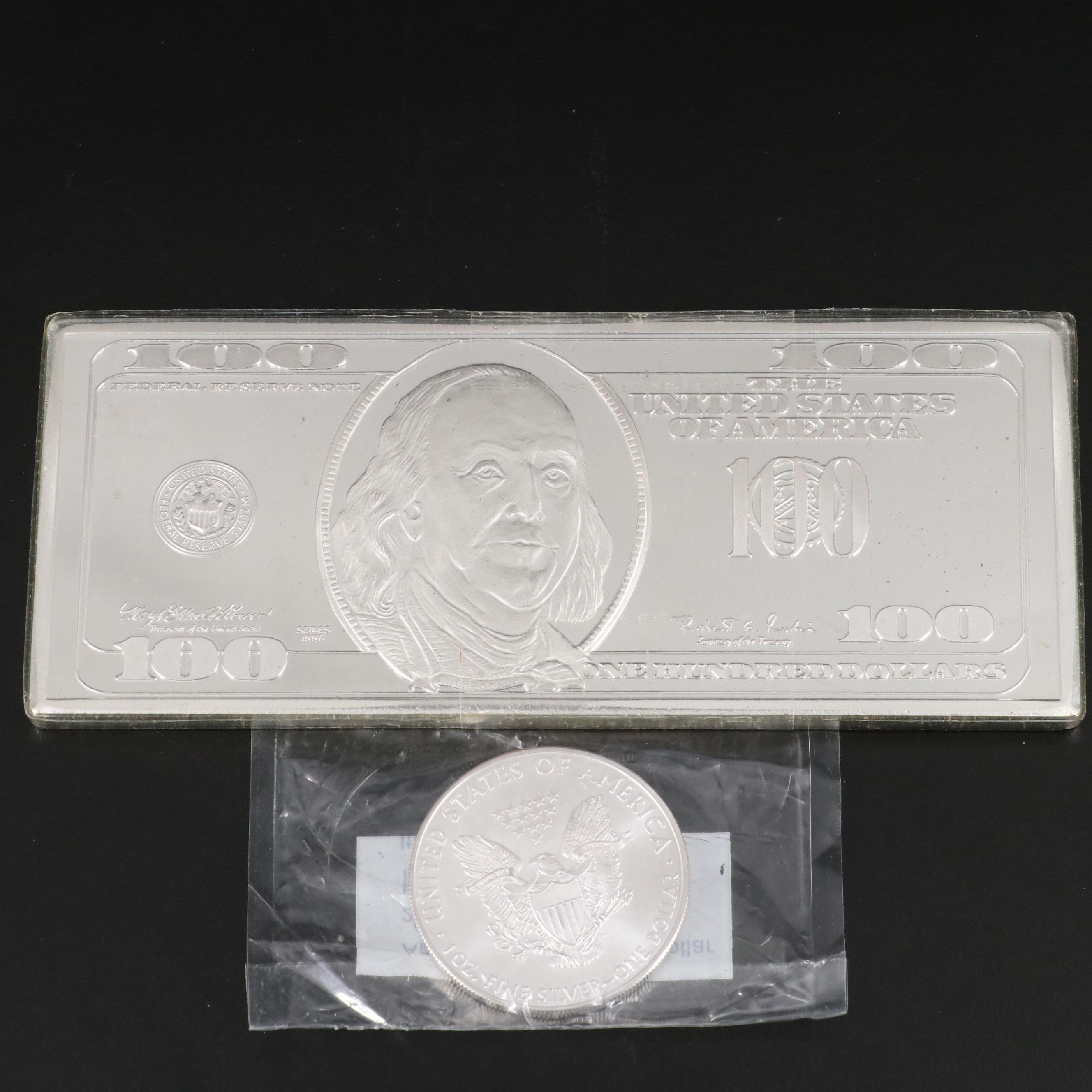 One Hundred Dollar Note Struck on 12 Ounces (One Troy Pound) of .999 Silver