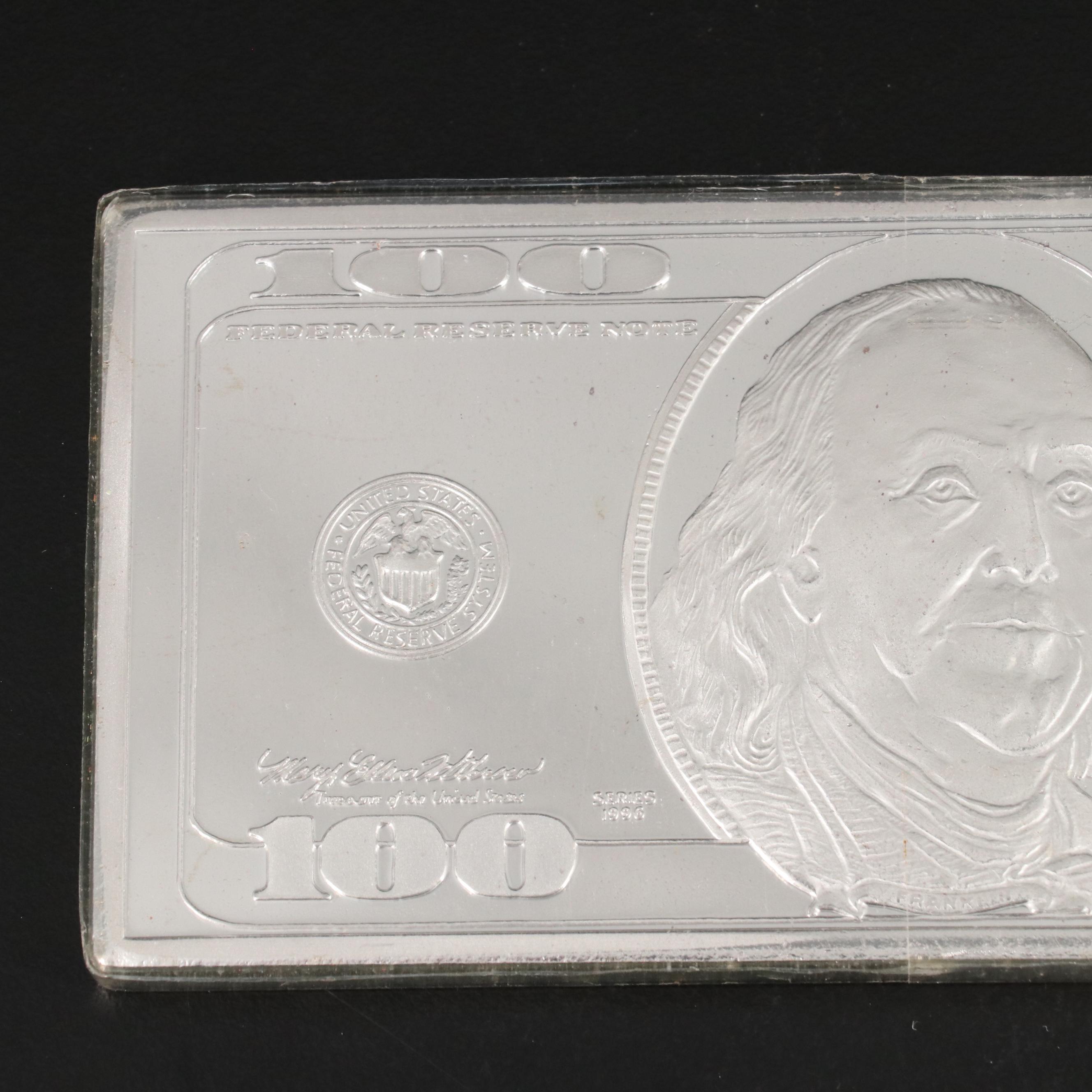 One Hundred Dollar Note Struck on 12 Ounces (One Troy Pound) of .999 Silver