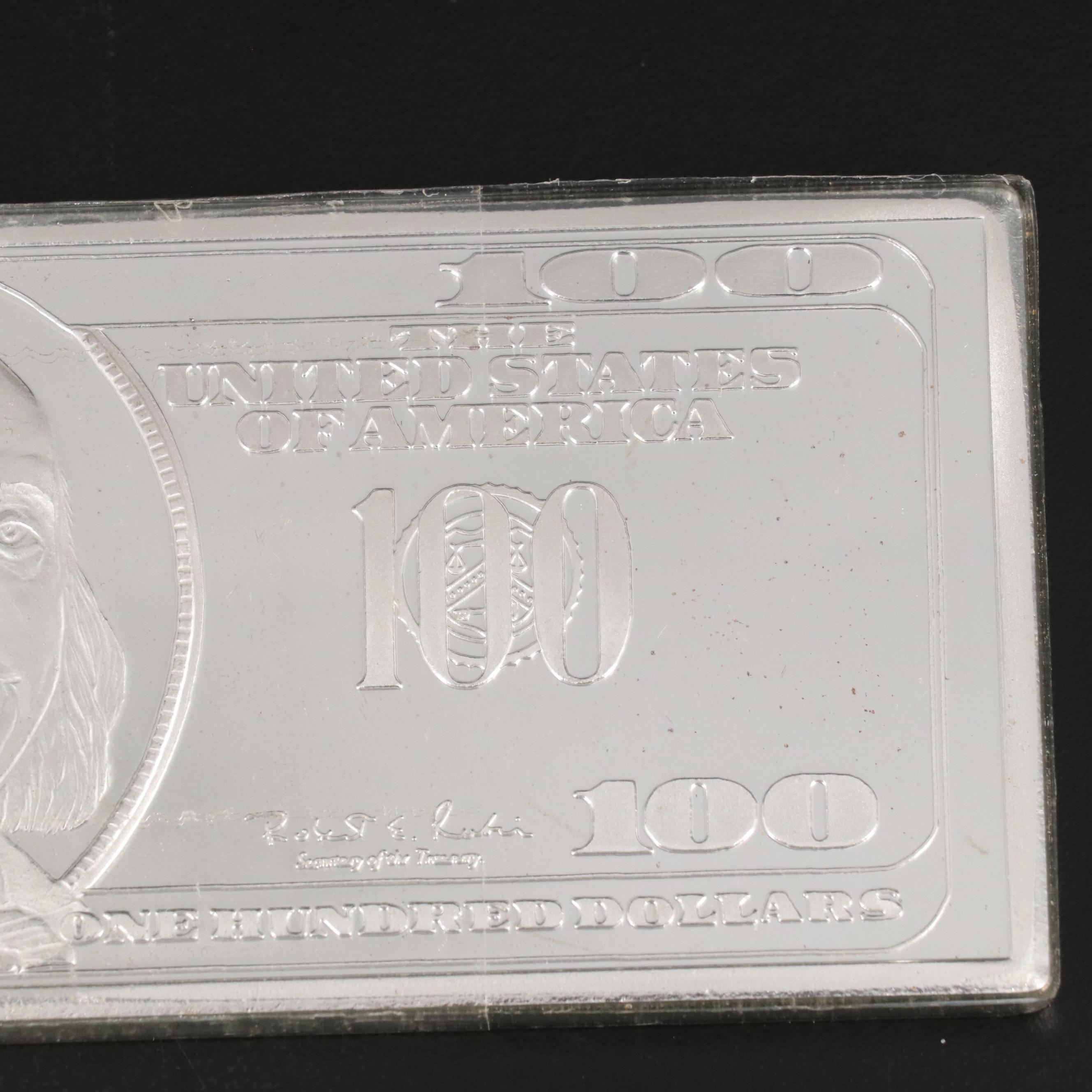 One Hundred Dollar Note Struck on 12 Ounces (One Troy Pound) of .999 Silver