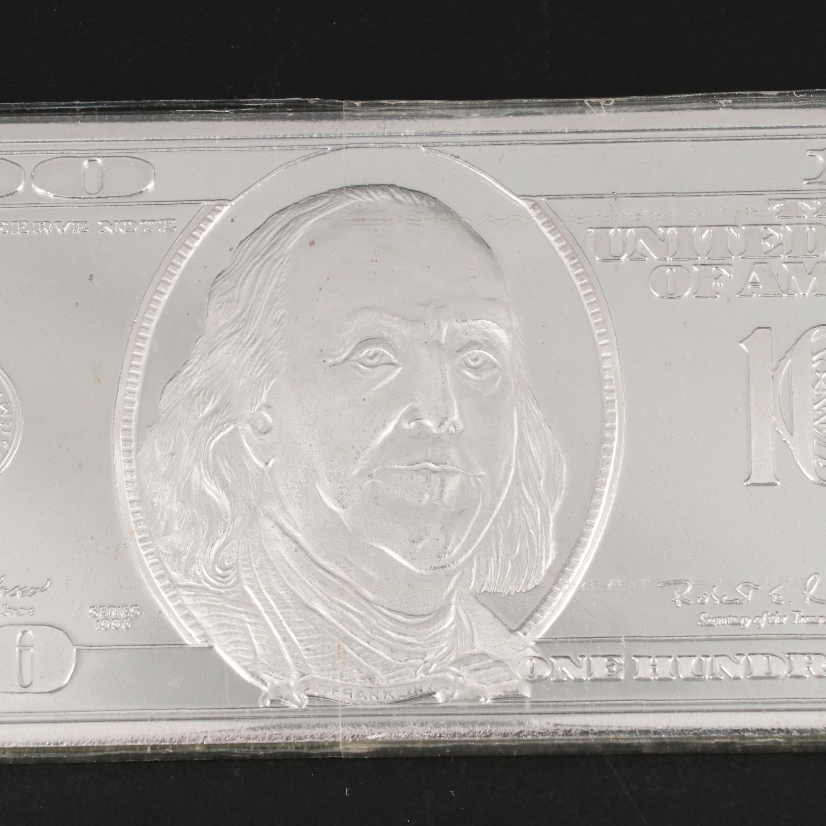 One Hundred Dollar Note Struck on 12 Ounces (One Troy Pound) of .999 Silver