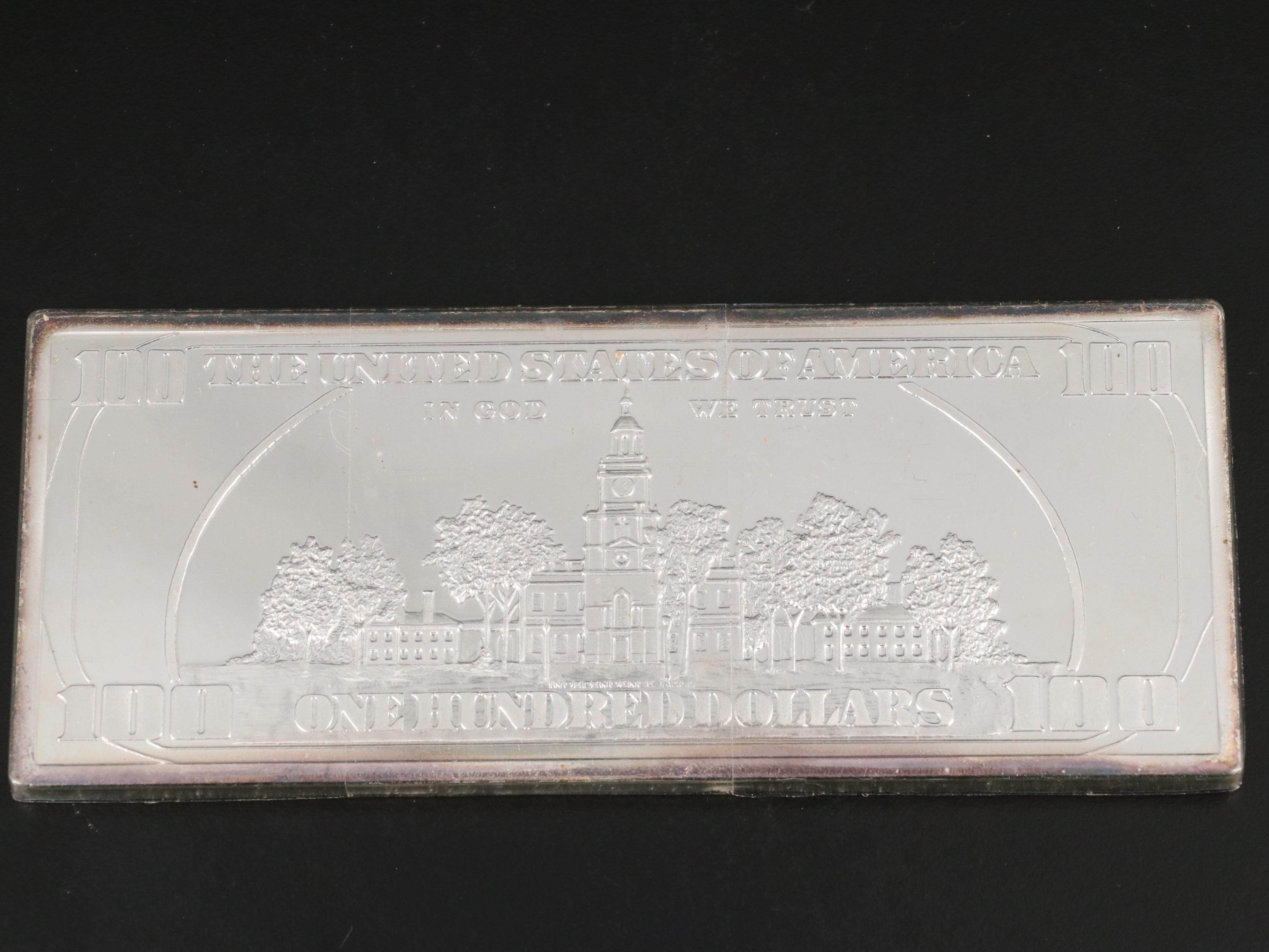 One Hundred Dollar Note Struck on 12 Ounces (One Troy Pound) of .999 Silver