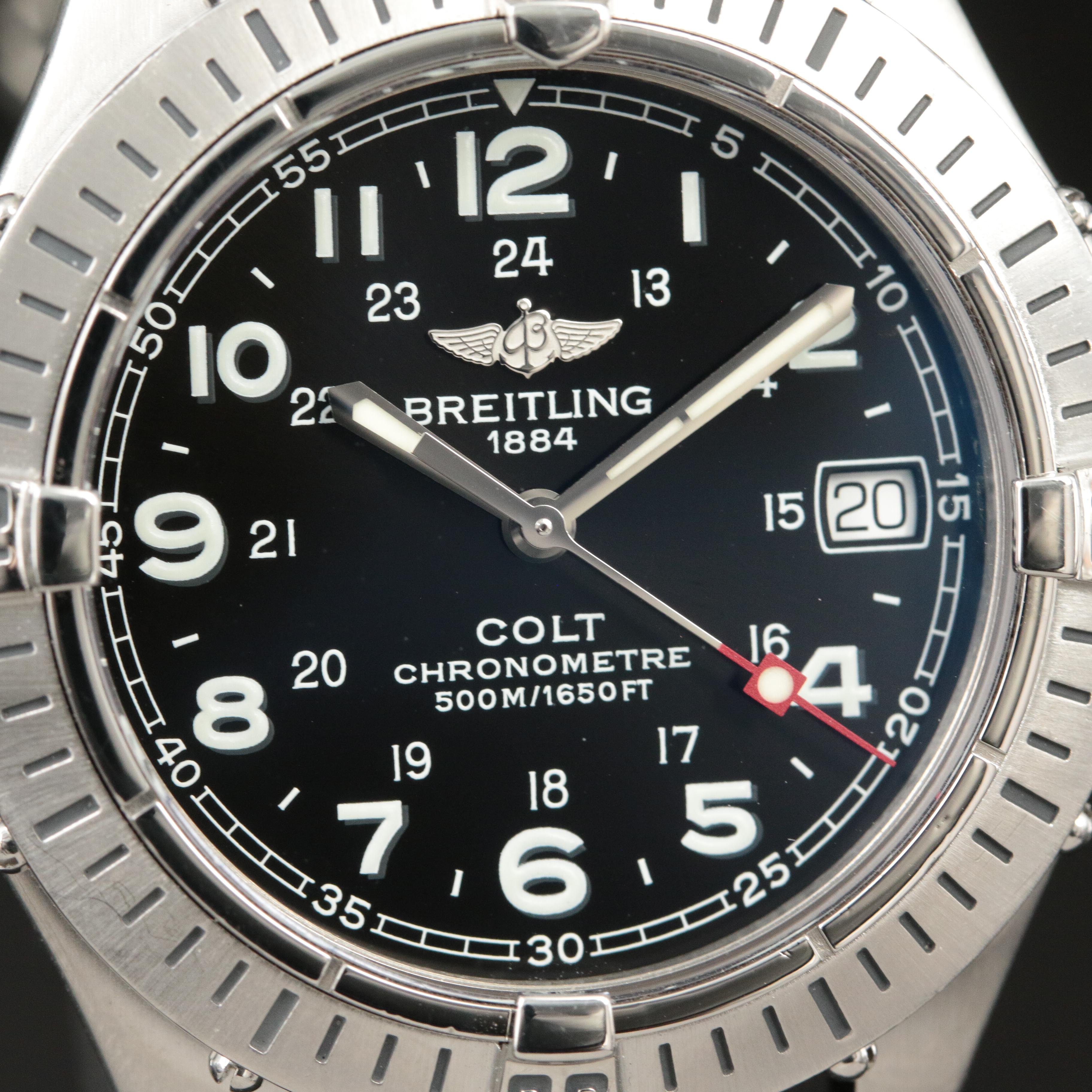 Breitling Colt Steel 500M Black 38MM Quartz Watch