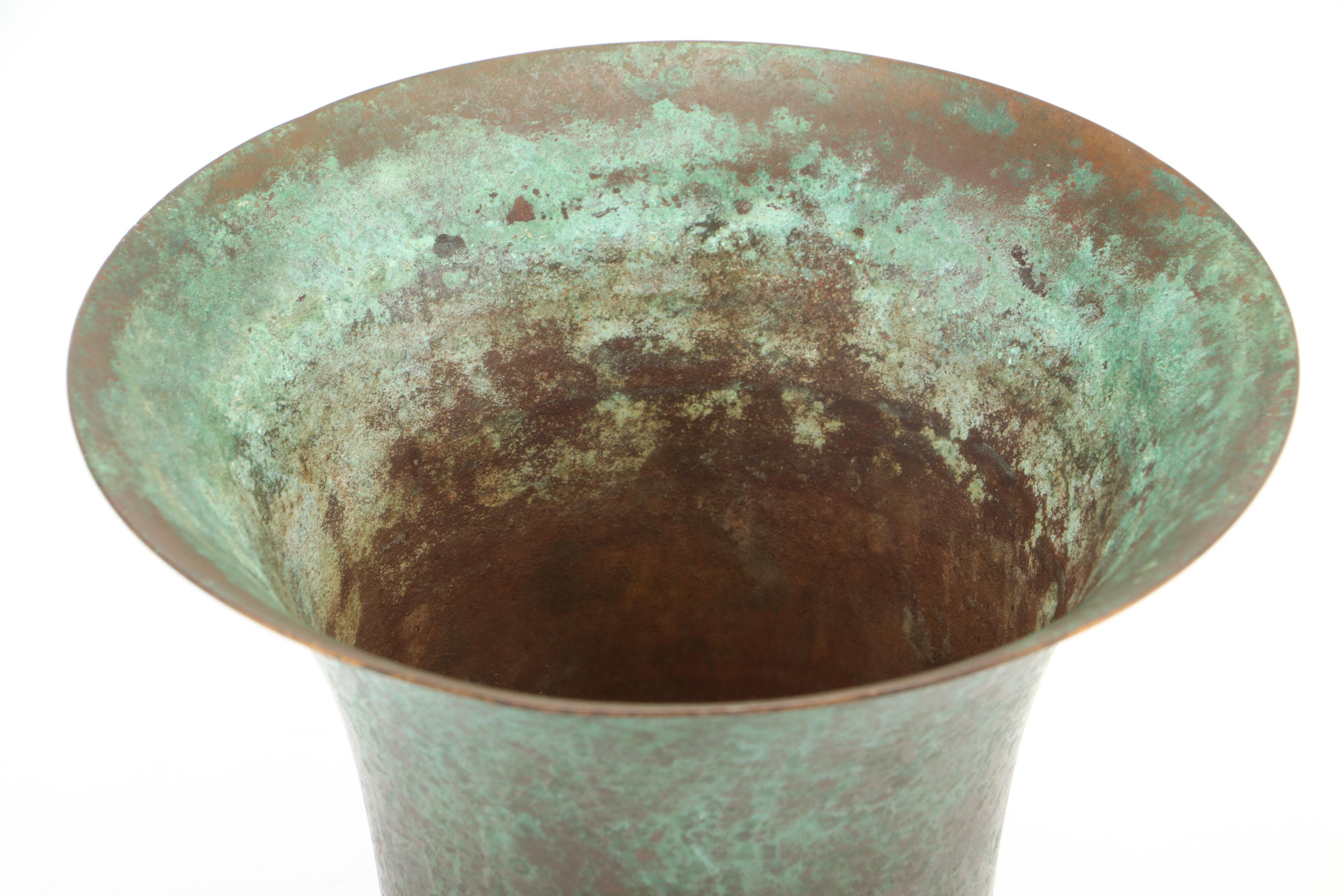 Carl Sorensen Art Deco Verdigris Bronze Vase, Early 20th Century