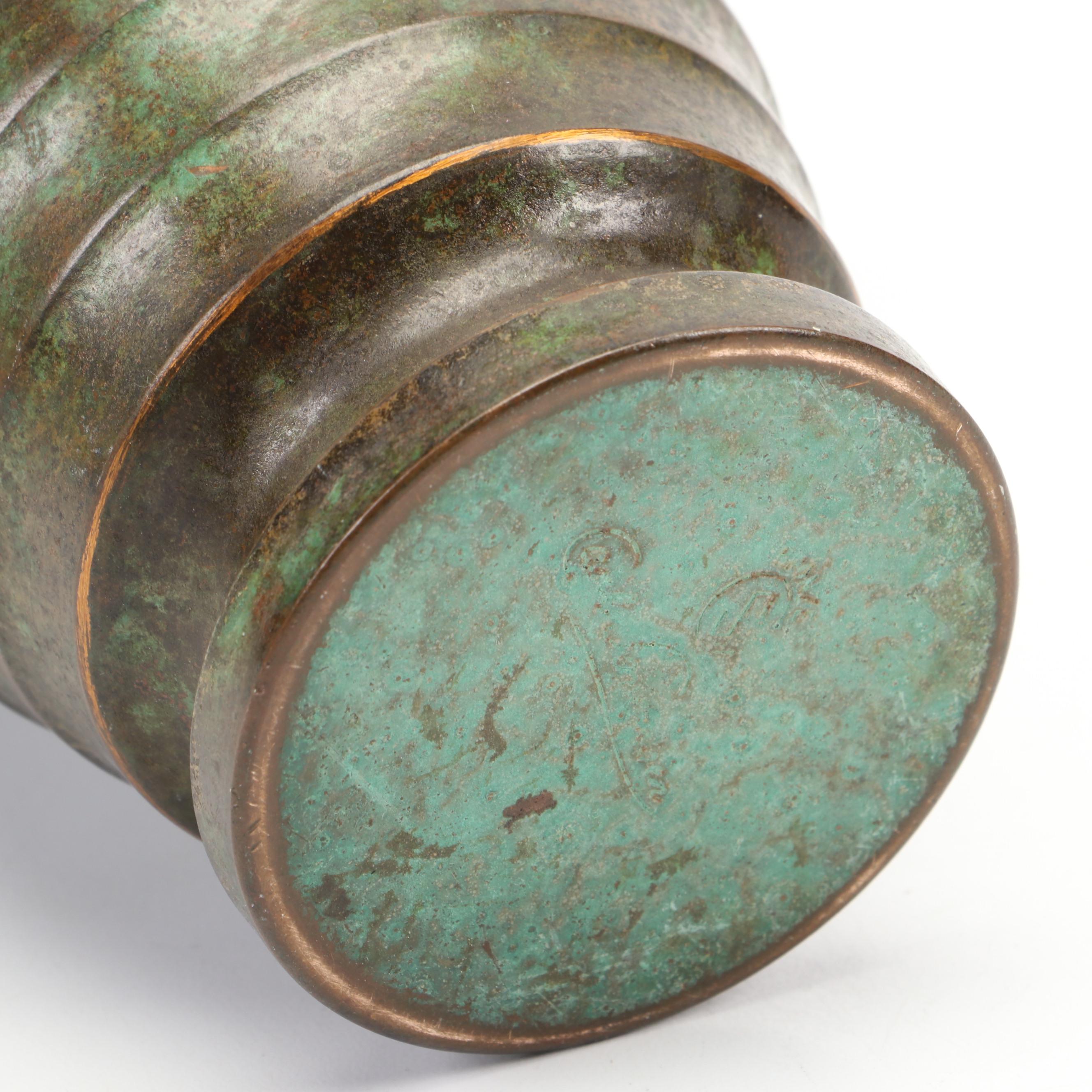 Carl Sorensen Art Deco Verdigris Bronze Vase, Early 20th Century