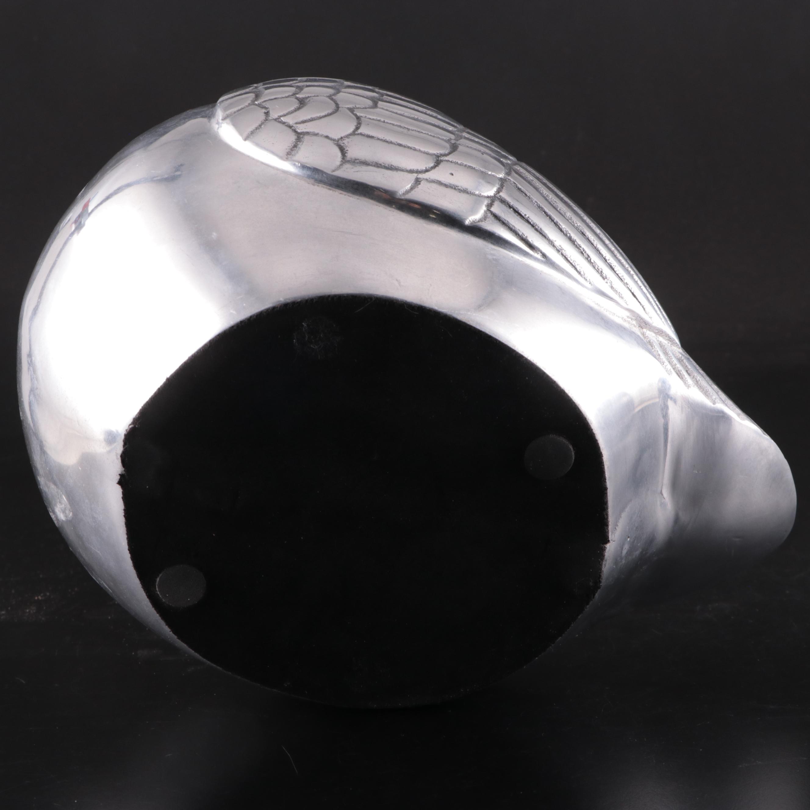 Mid Century Modern Style Cast Silver Tone Metal Flamingo Shaped  Jar