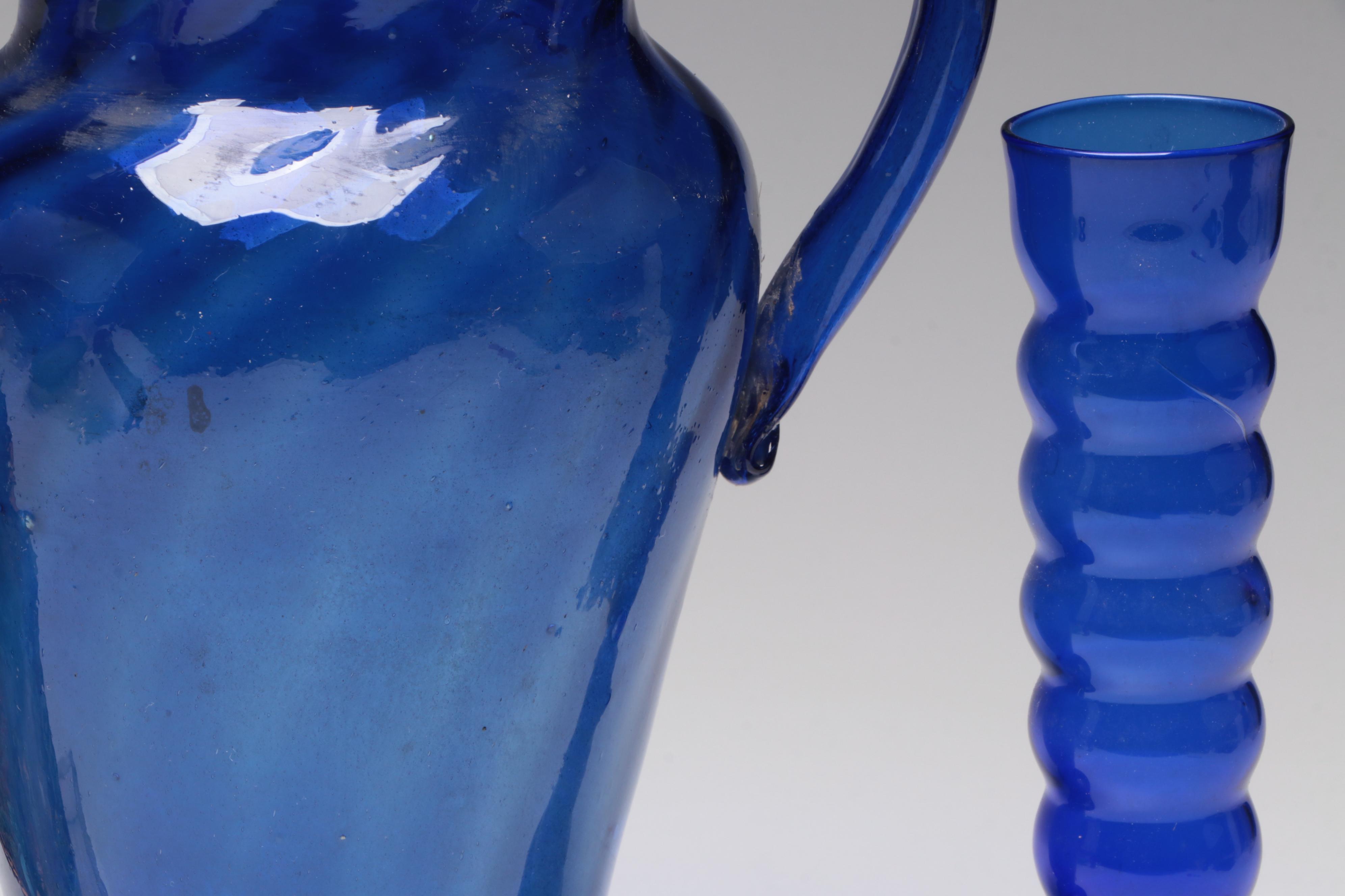 Uranium Glass Bowl with Other Vases, Pitcher, Candle Holder and Plate