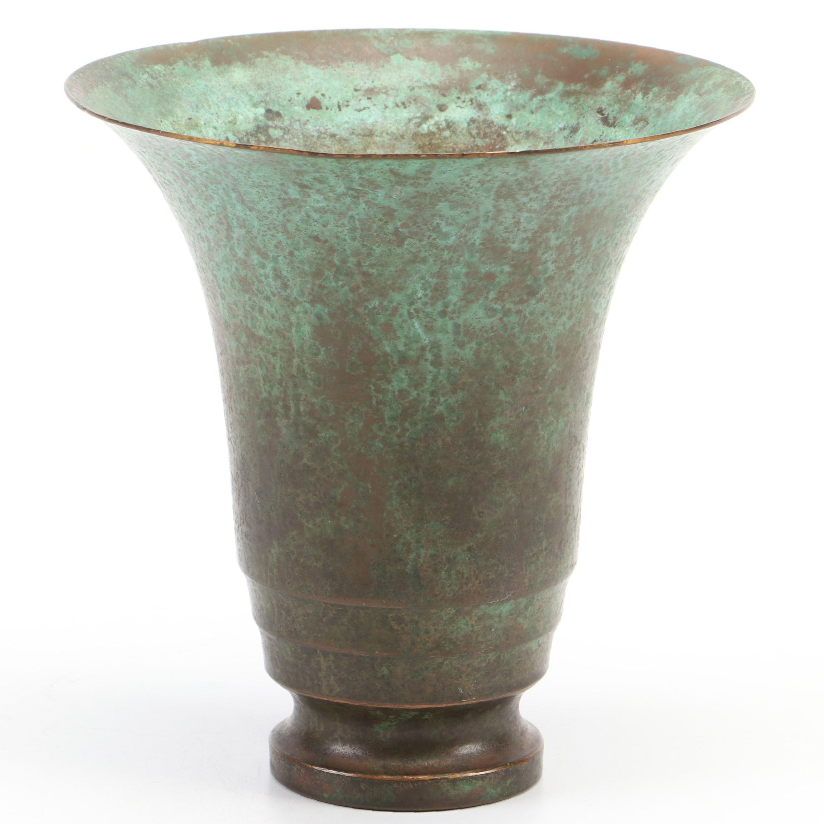 Carl Sorensen Art Deco Verdigris Bronze Vase, Early 20th Century