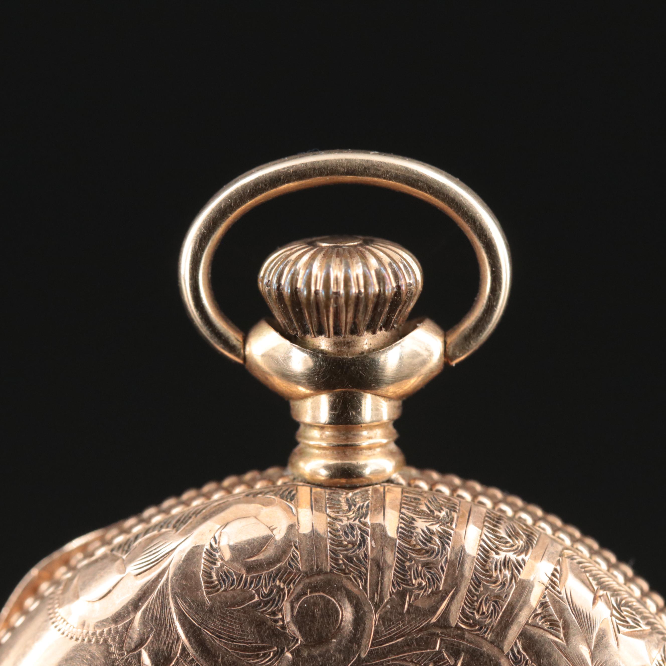 14K Elgin Diamond Hunting Case Pocket Watch