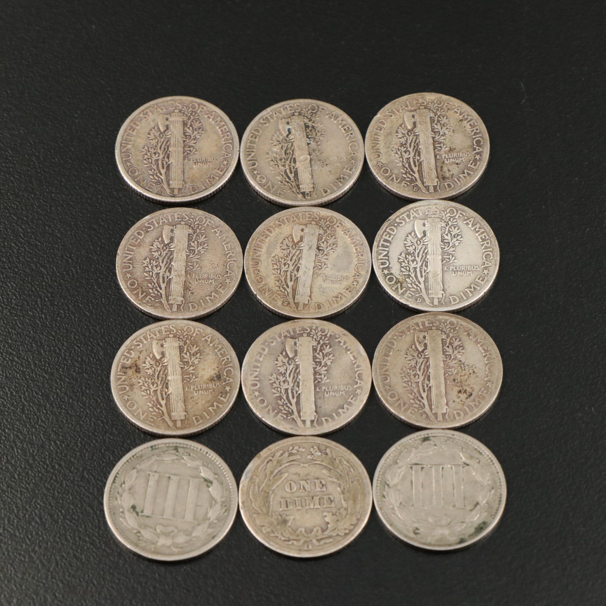 Collection of Twenty-Four United States Copper and Silver Coins
